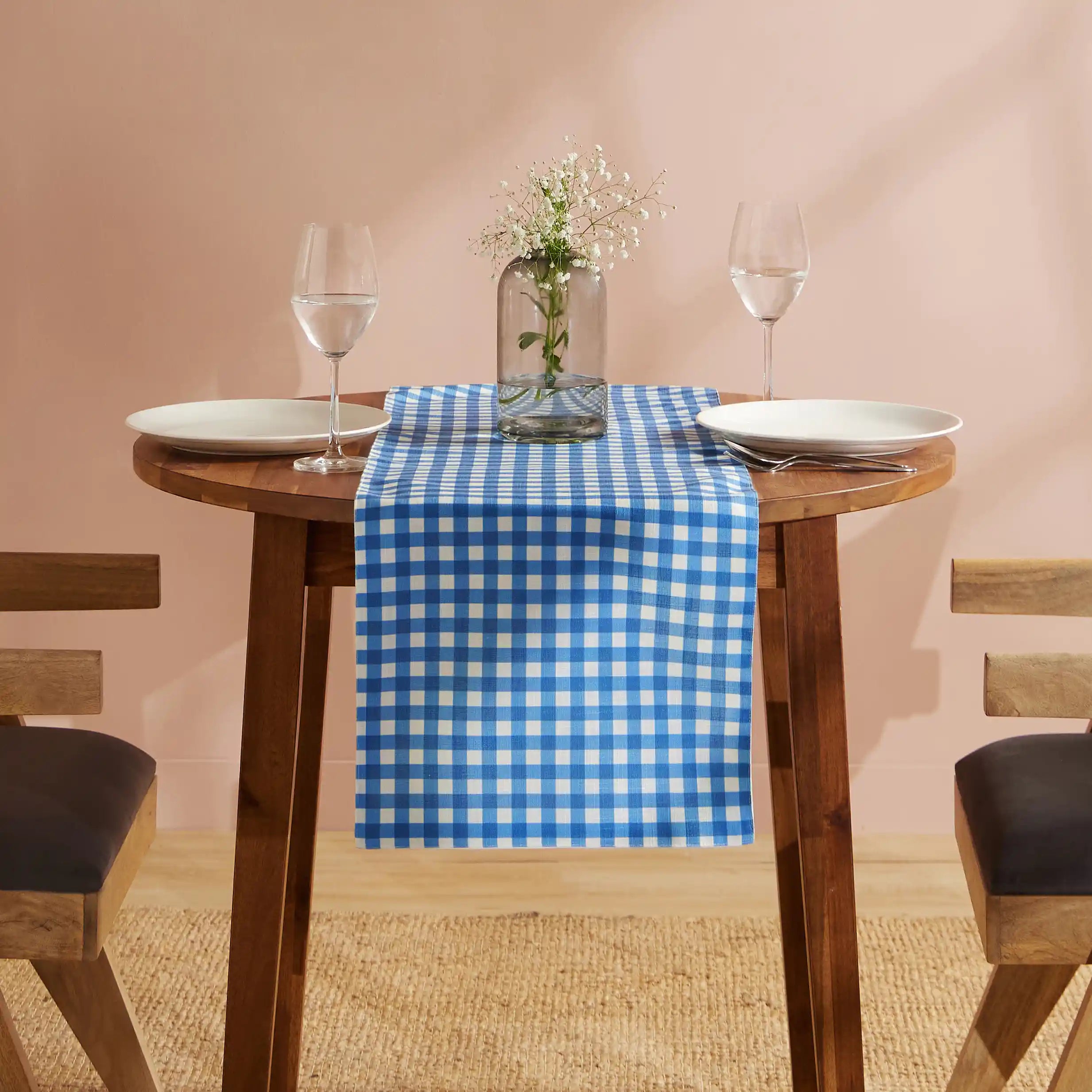 Nonna's Home 100% Polyester Table Runner Big Blueberry Gingham / Table Runner (34cm x 120cm)