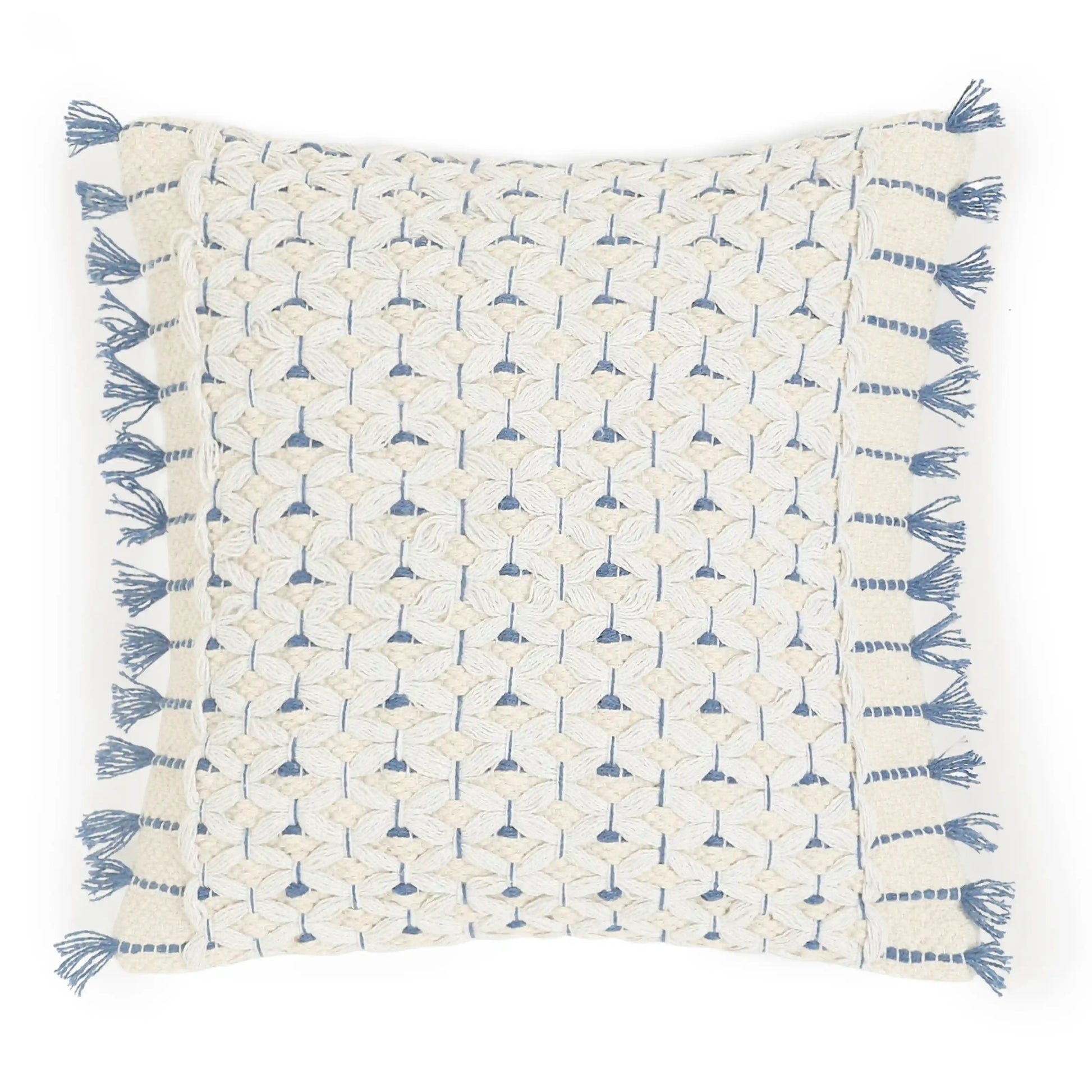 Espricia 100% Cotton Woven Cushion Cover | Soft Geometry Dusty Blue / Cushion Cover (41cm x 41cm)