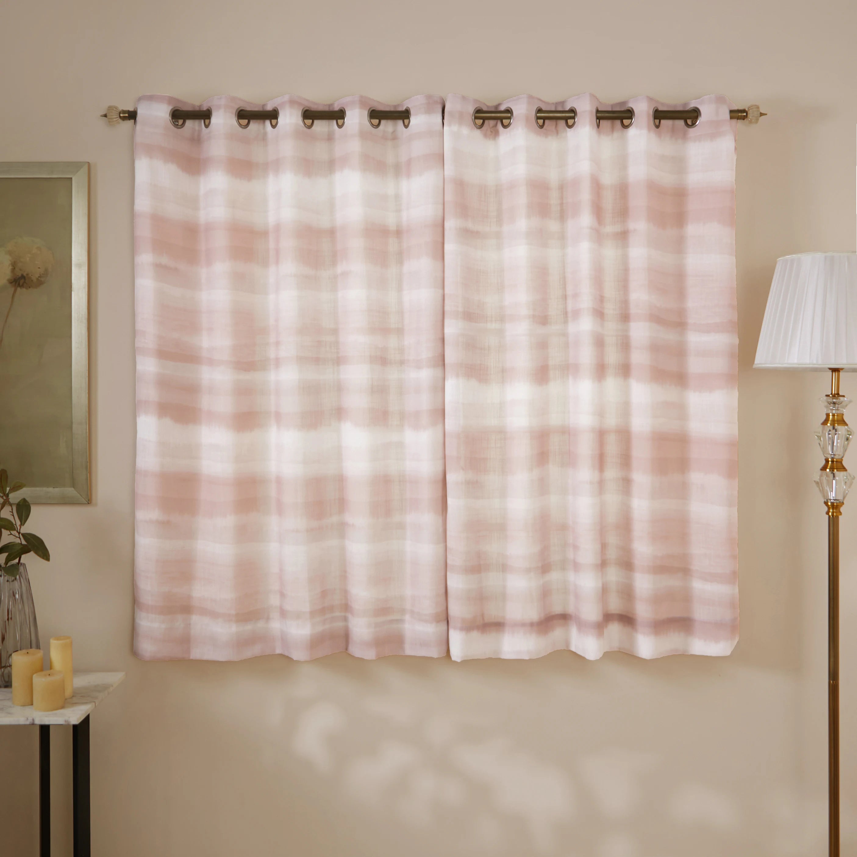 Meriga Set Of 2 Sheer Readymade Curtains | 
Ethereal Waves Rosewine / Window (5ft X 4.4ft)