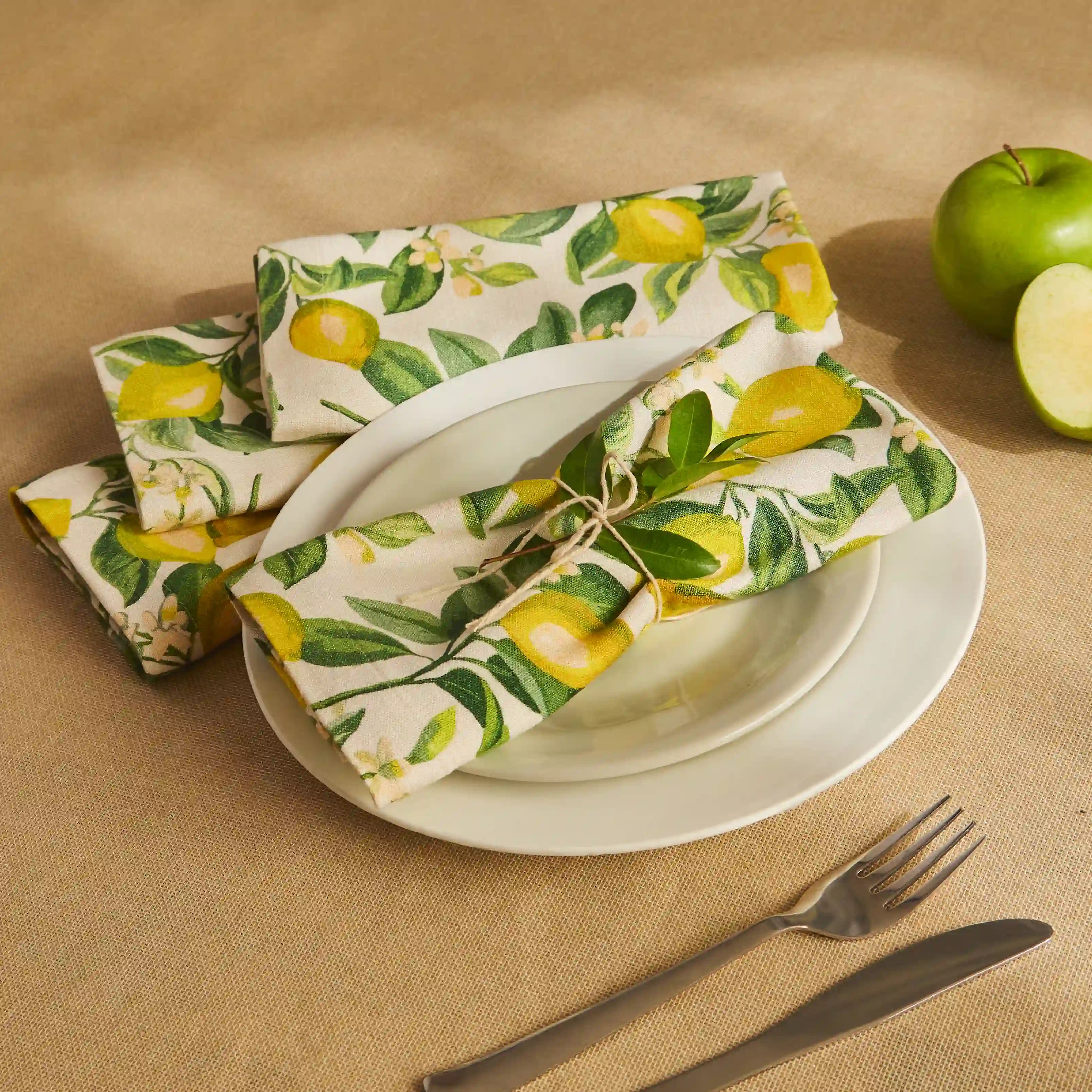 Nonna's Home 100% Cotton Table Napkin Set Lemon Zest / Pack of 4