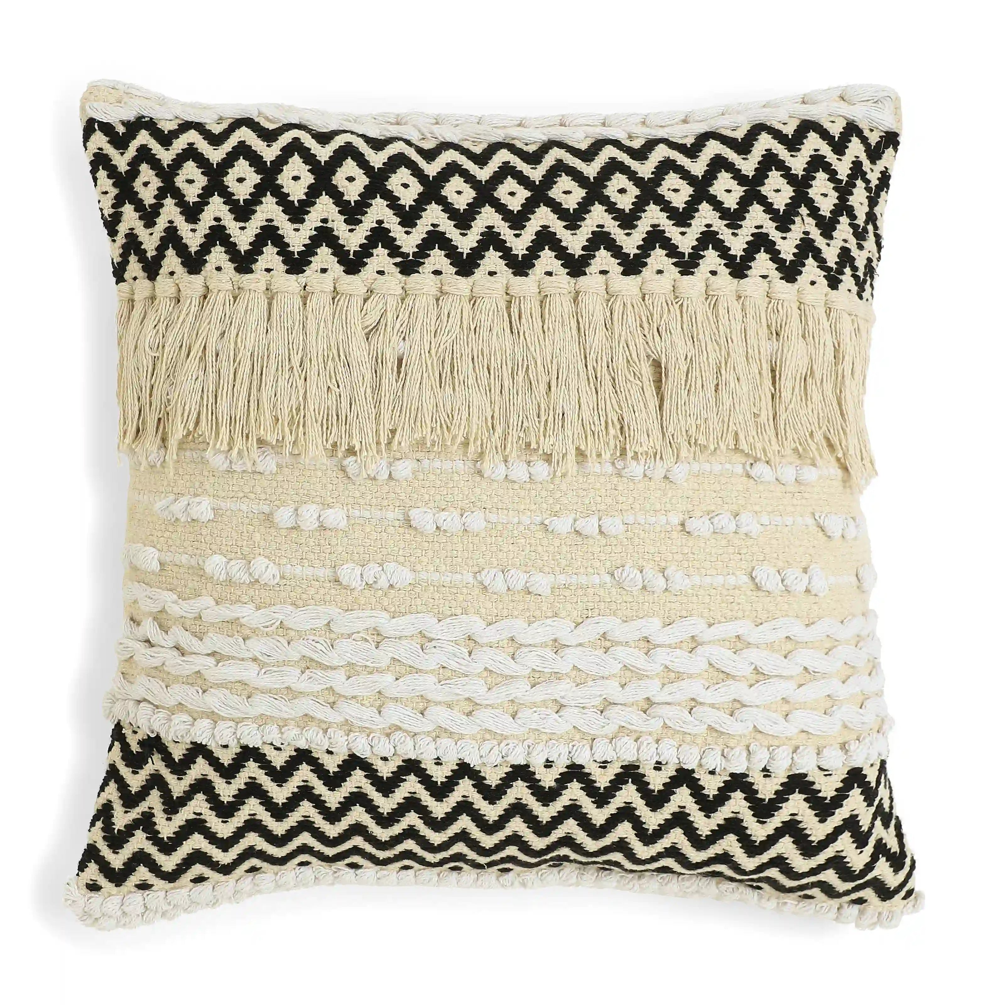 Vissencia 100% Cotton Woven Cushion Cover | Boho Bliss Midnight / Cushion Cover (51cm x 51cm)