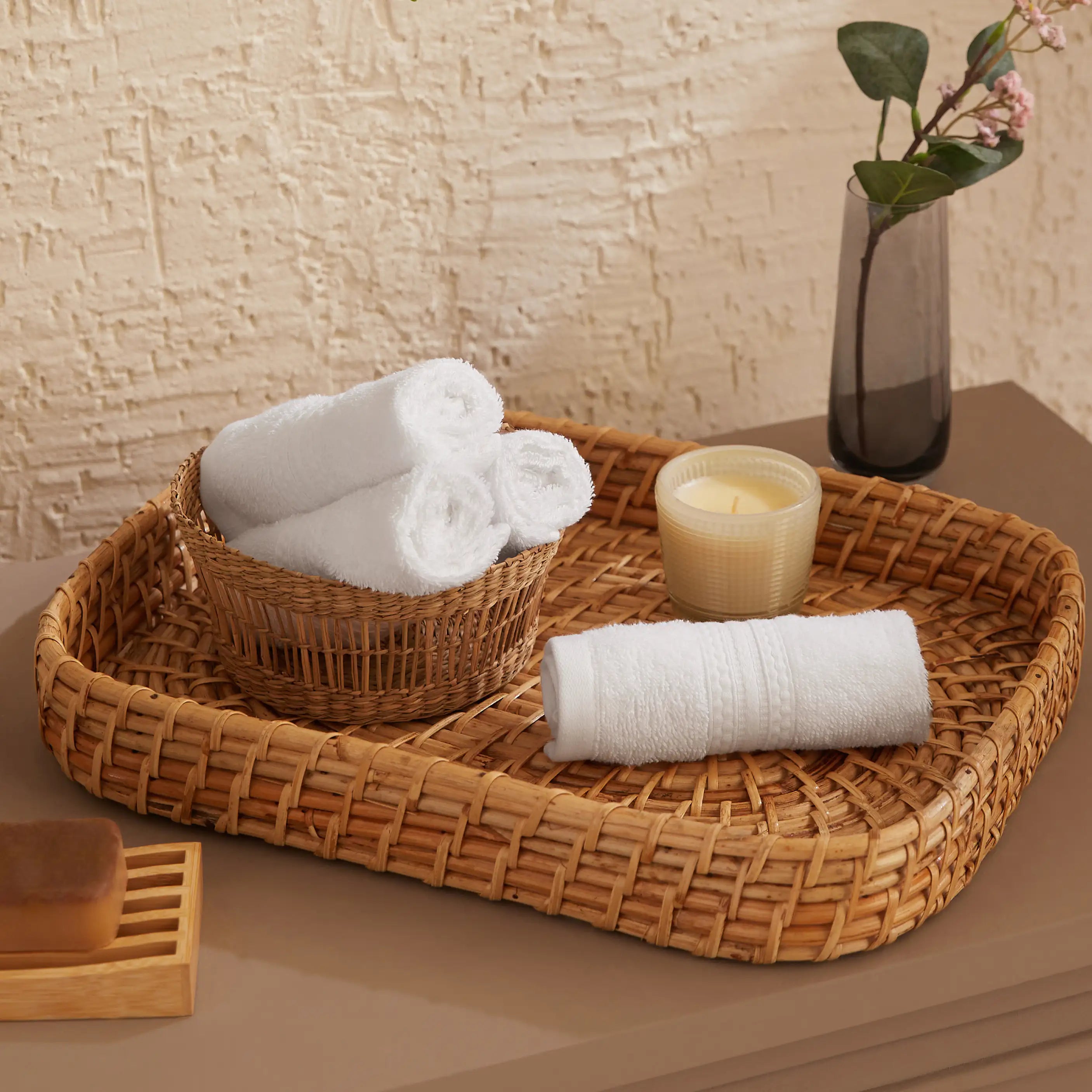 Paleto 100% Cotton Face Towel - Pack Of 4 Optical White / Face Towel (30cm x 30cm)