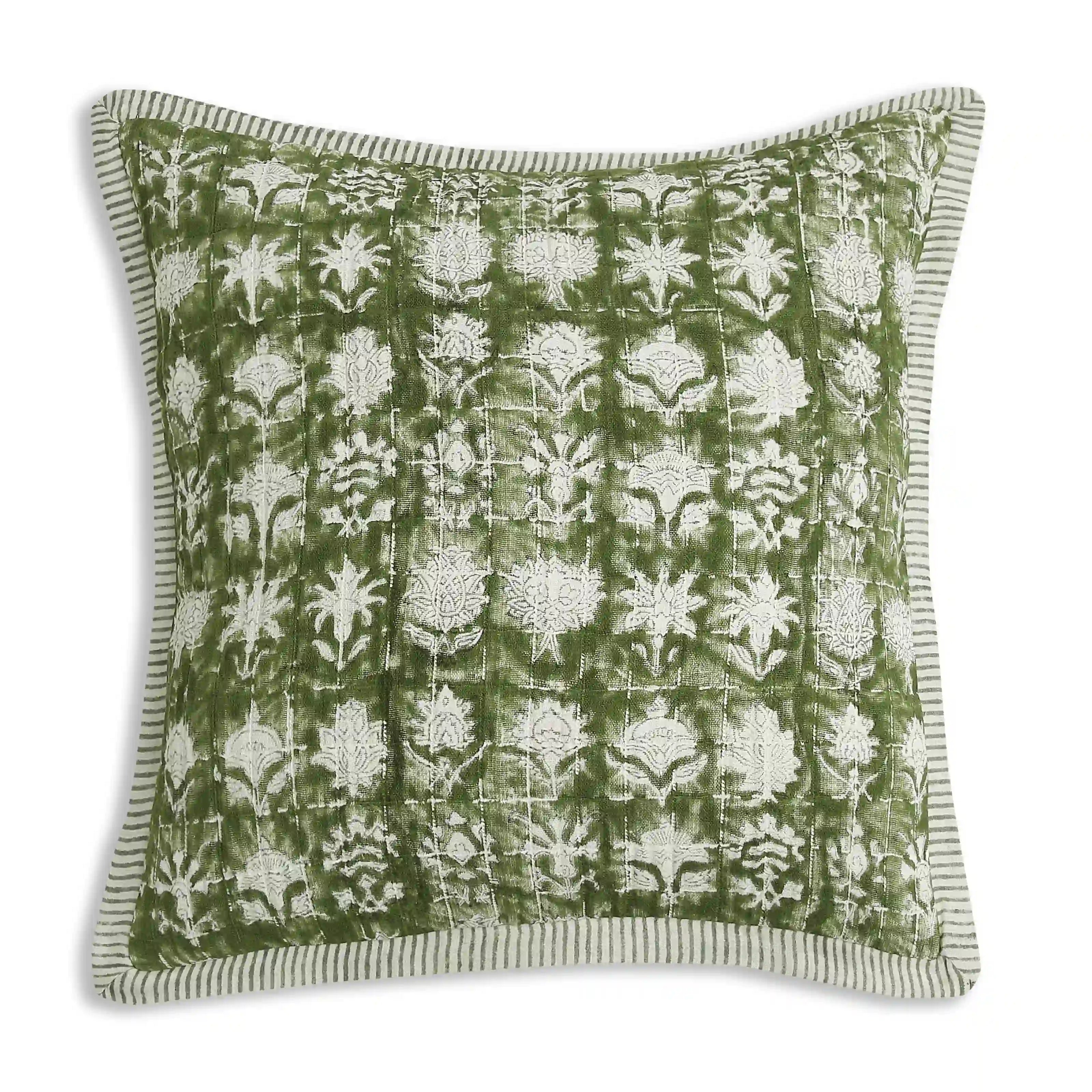 Espricia Printed Cushion Cover | Jaipuri Bloom Tropical Green / Cushion Cover (41cm x 41cm)