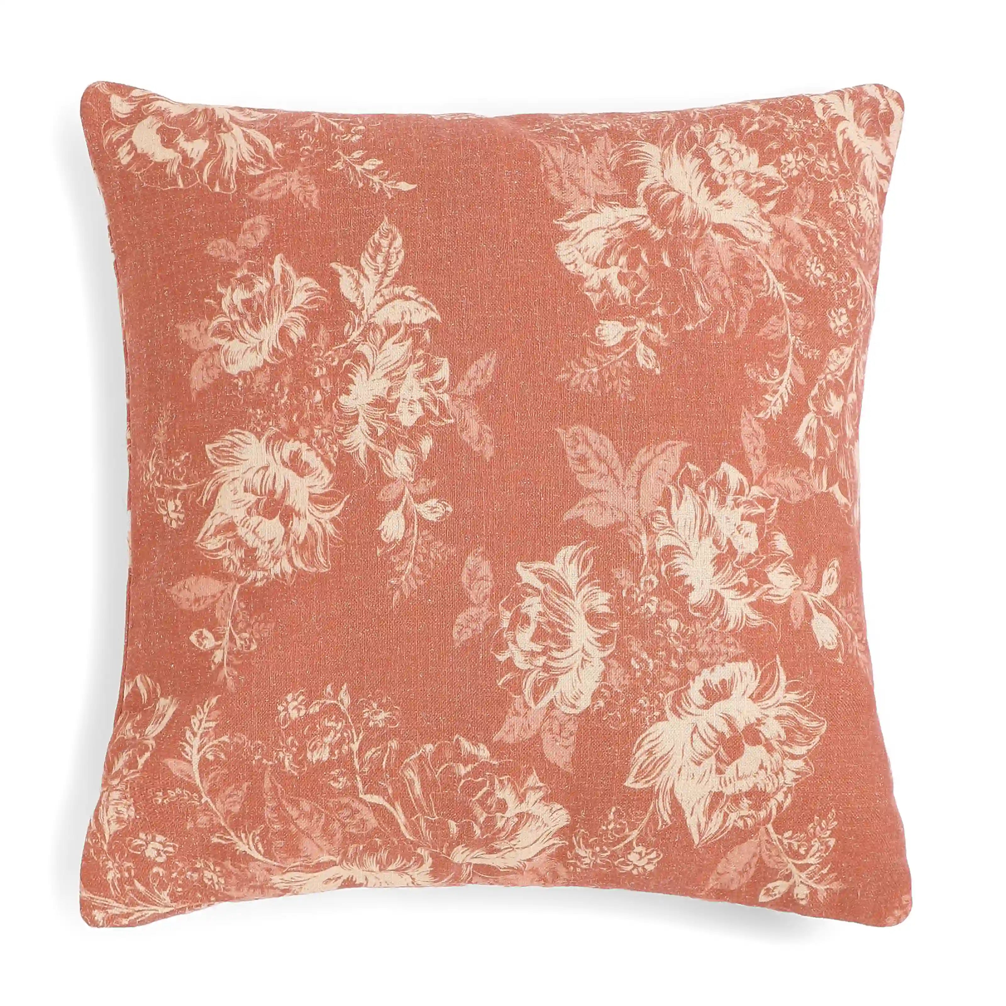 Vissencia Printed Cushion Cover | Blossoms Autumn Rust / Cushion Cover (41cm x 41cm)