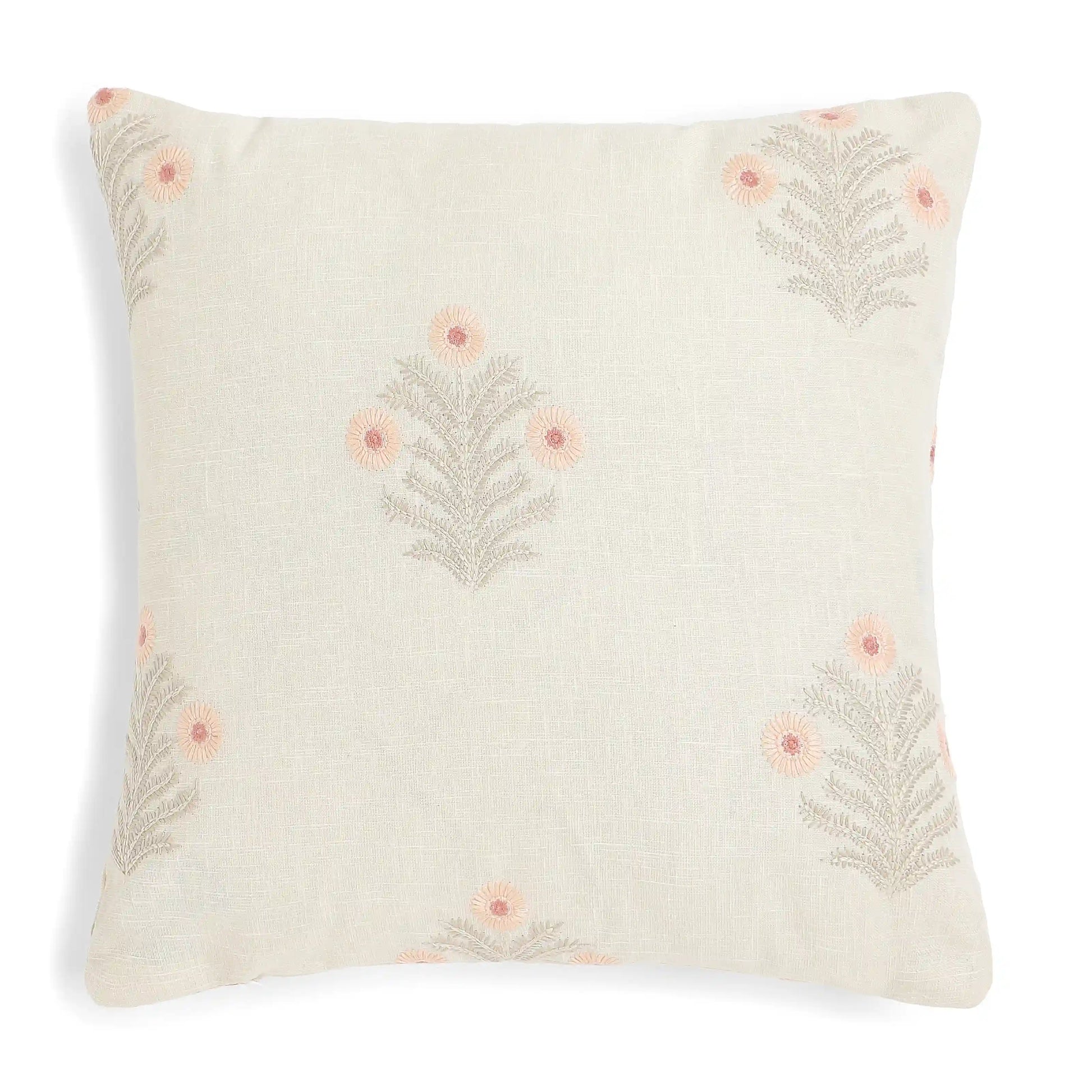 Vissencia Embroidered Cushion Cover | Threaded Bloom Light Pink / Cushion Cover (41cm x 41cm)