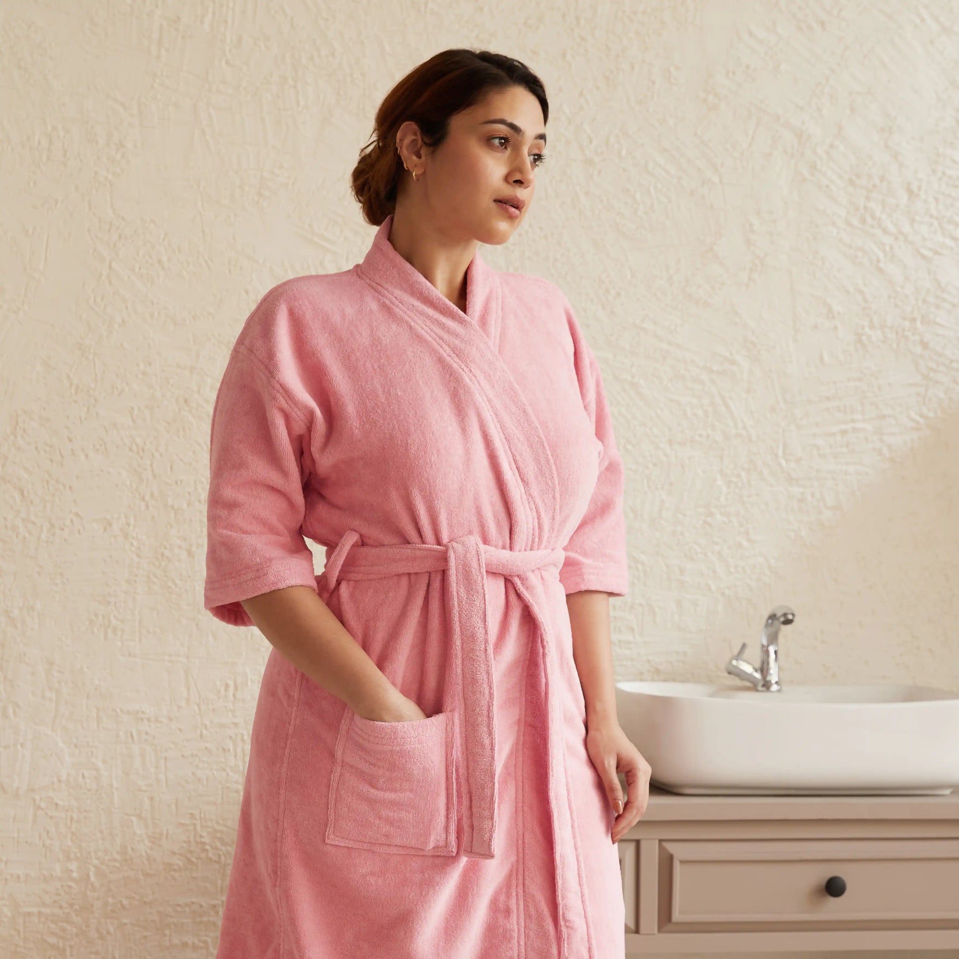 Paleto | Everyday Essentials Cozy Fit Absorbent Cotton Bathrobe Rose Pink / Medium