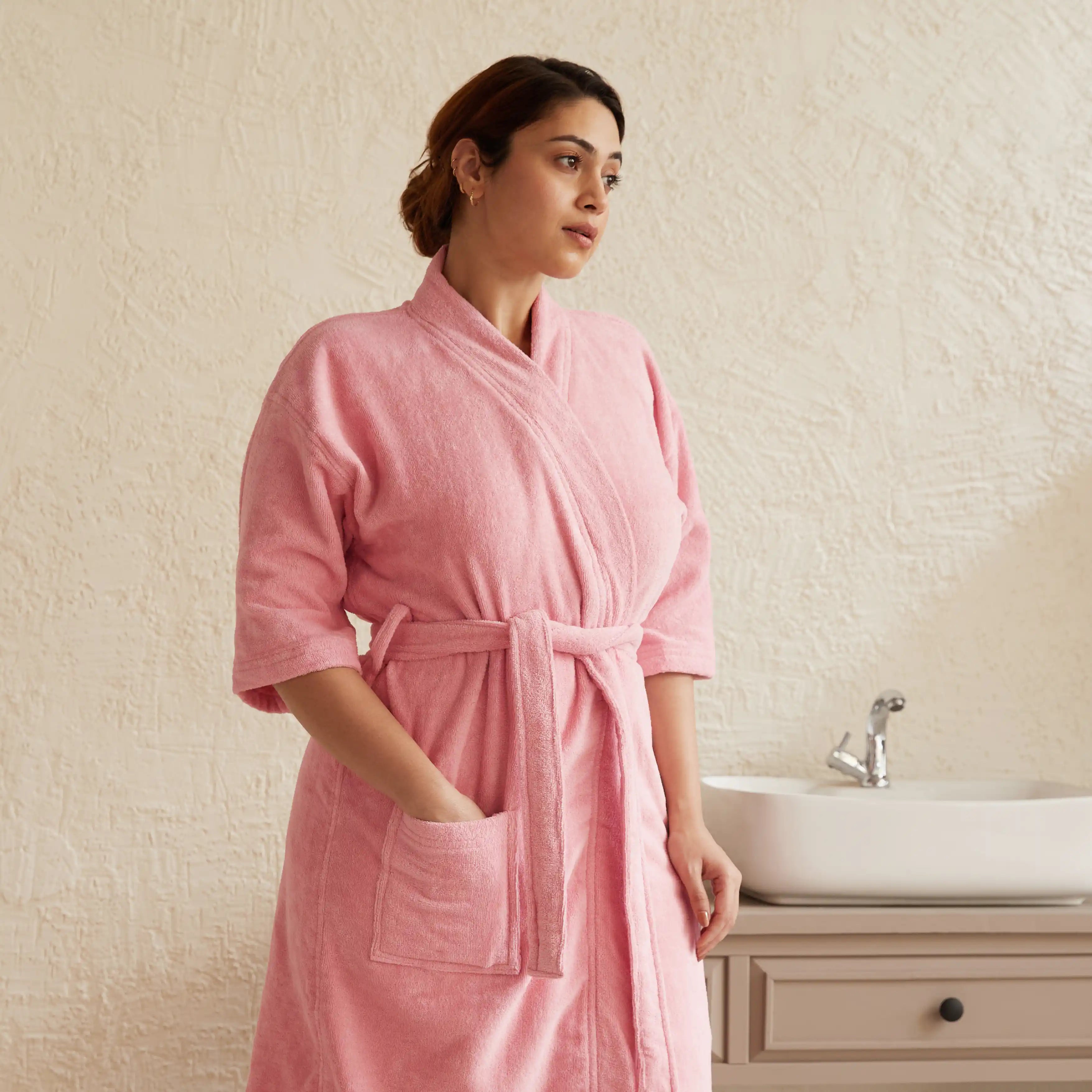 Paleto | Everyday Essentials Cozy Fit Absorbent Cotton Bathrobe Rose Pink / Medium