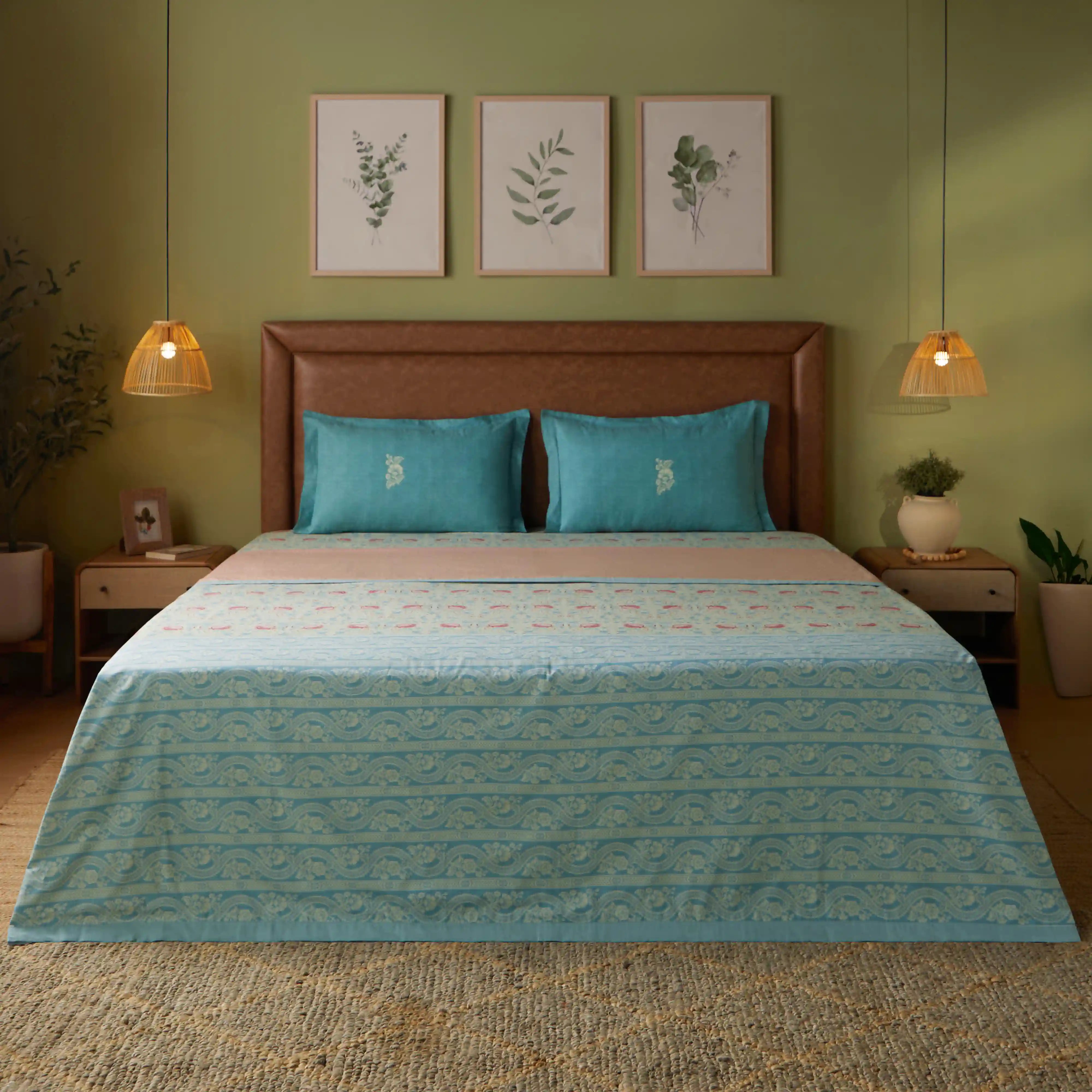 Chippa Lane | Contemporary Indian Print Design Reversible Dohar with Super Soft Flannel Layering-Light Blue Light Blue / Double