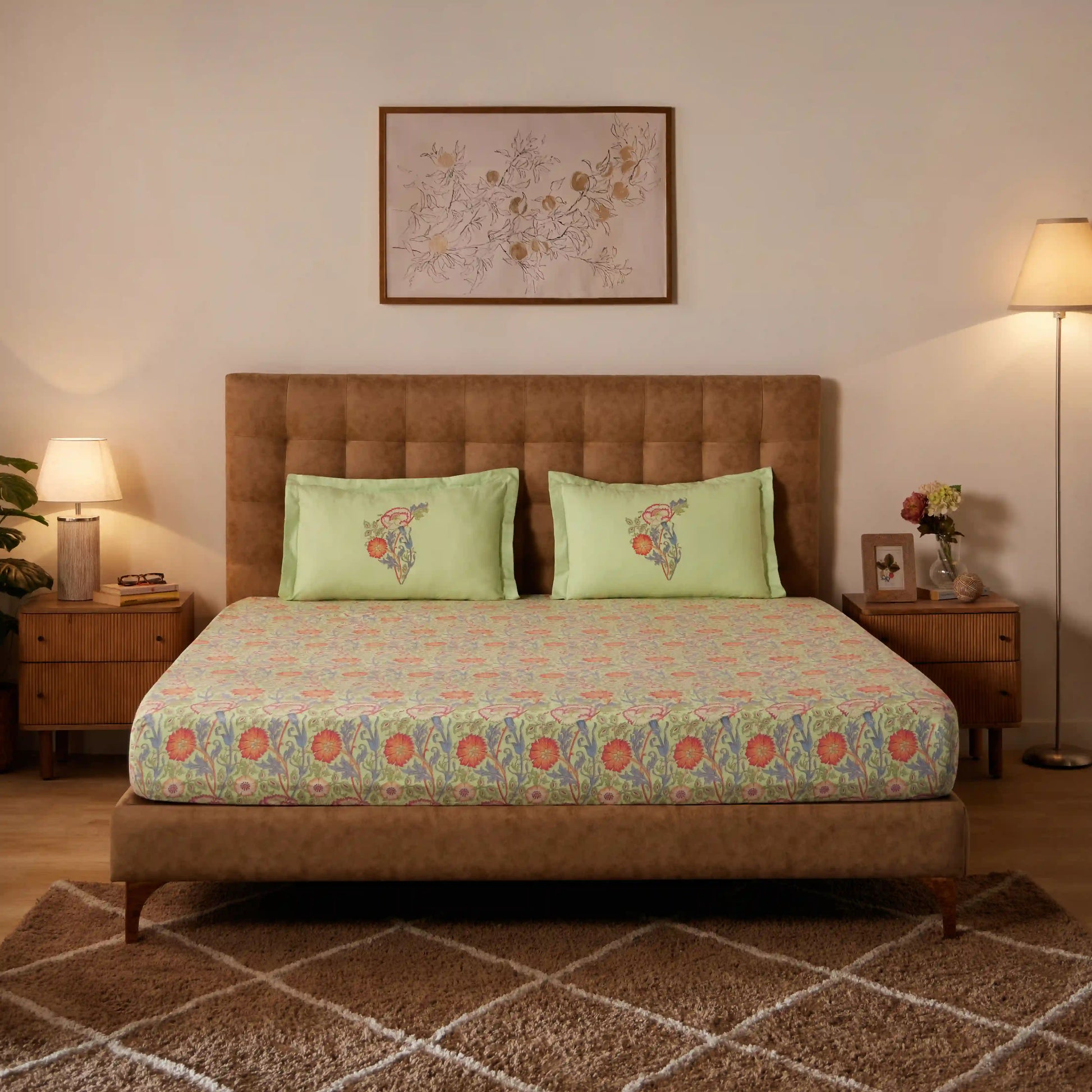 Chippa Lane 100% Cotton Bedsheet Set Green / Super King