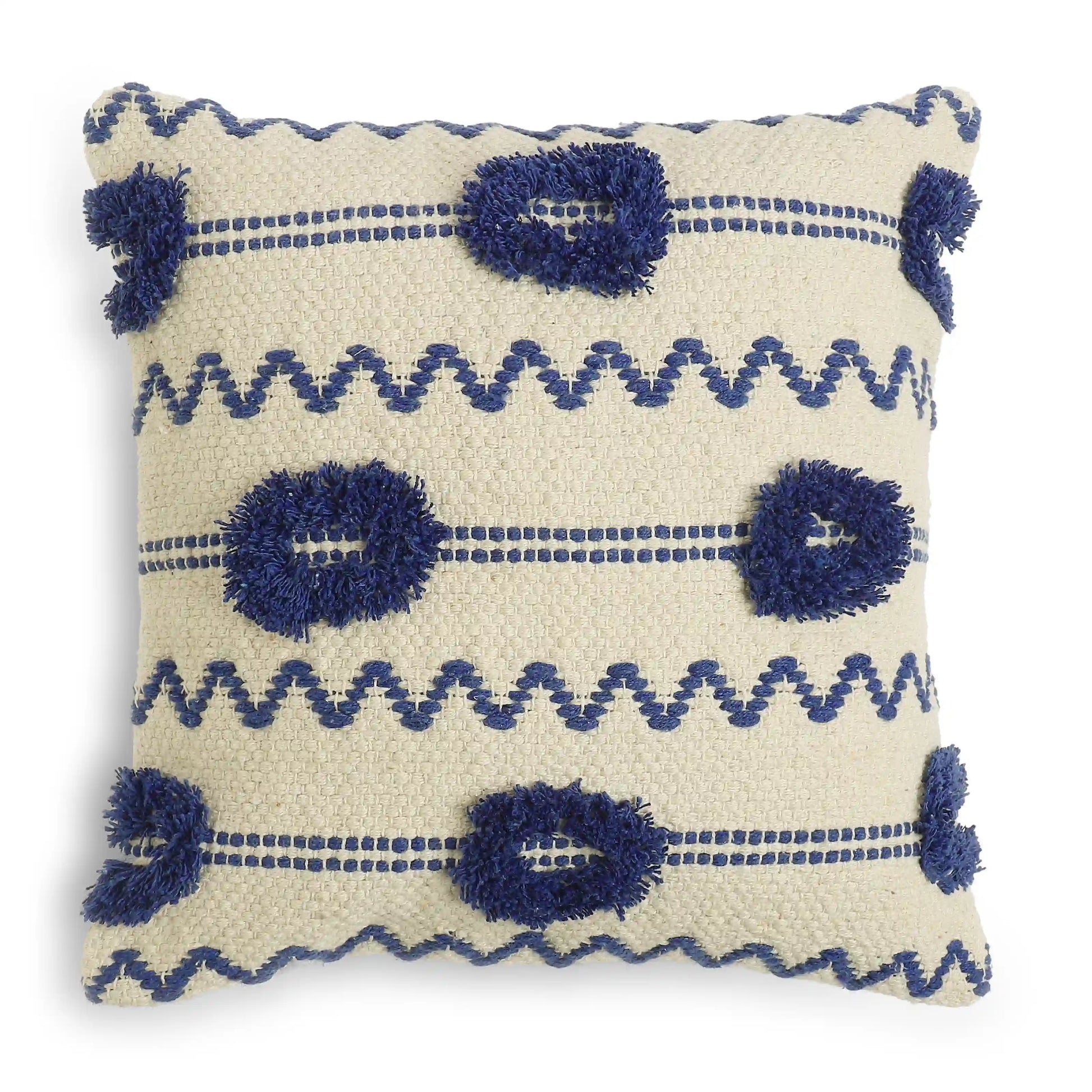Vissencia 100% Cotton Woven Cushion Cover | Summer Breeze Marine Blue / Cushion Cover (41cm x 41cm)