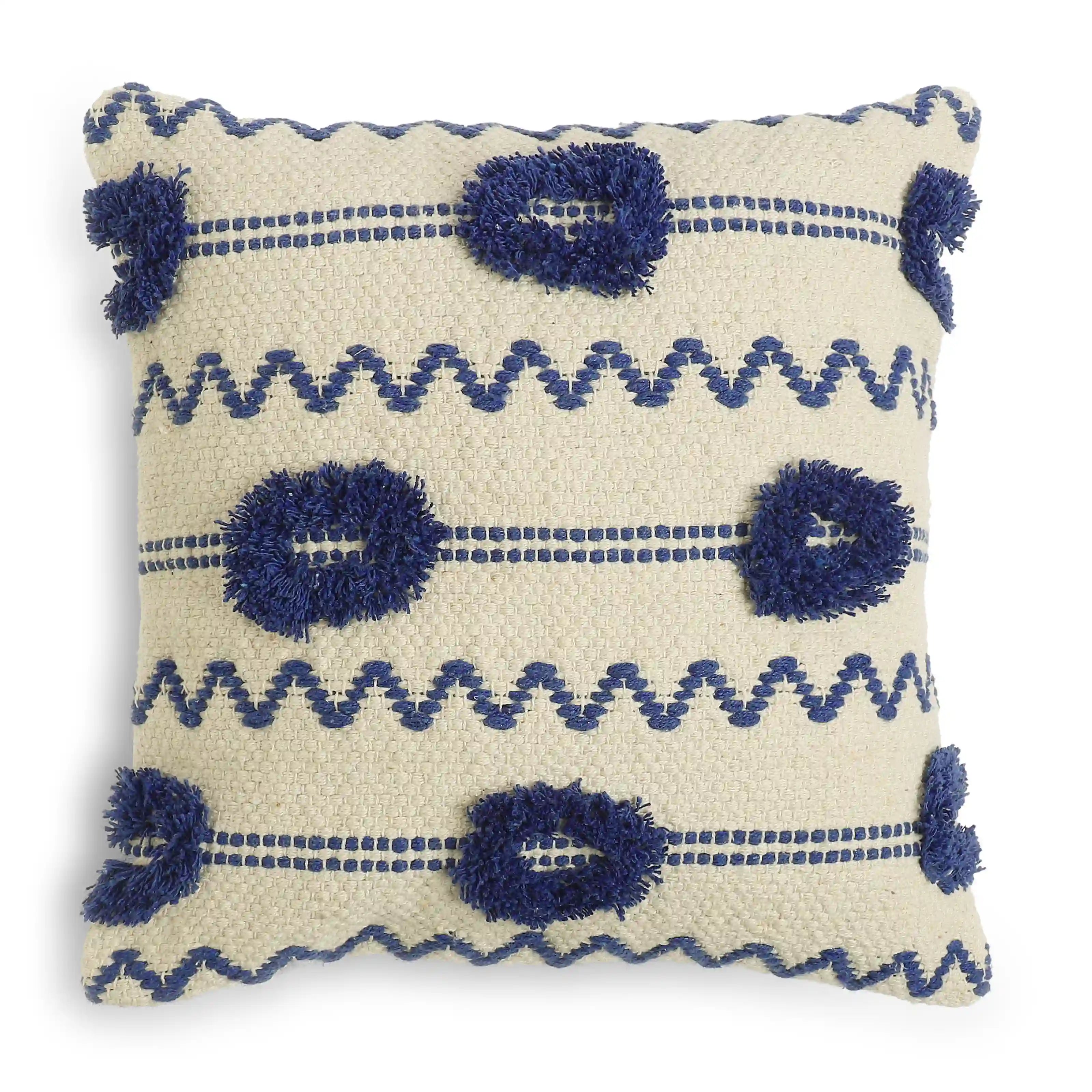 Vissencia 100% Cotton Woven Cushion Cover | Summer Breeze Marine Blue / Cushion Cover (41cm x 41cm)