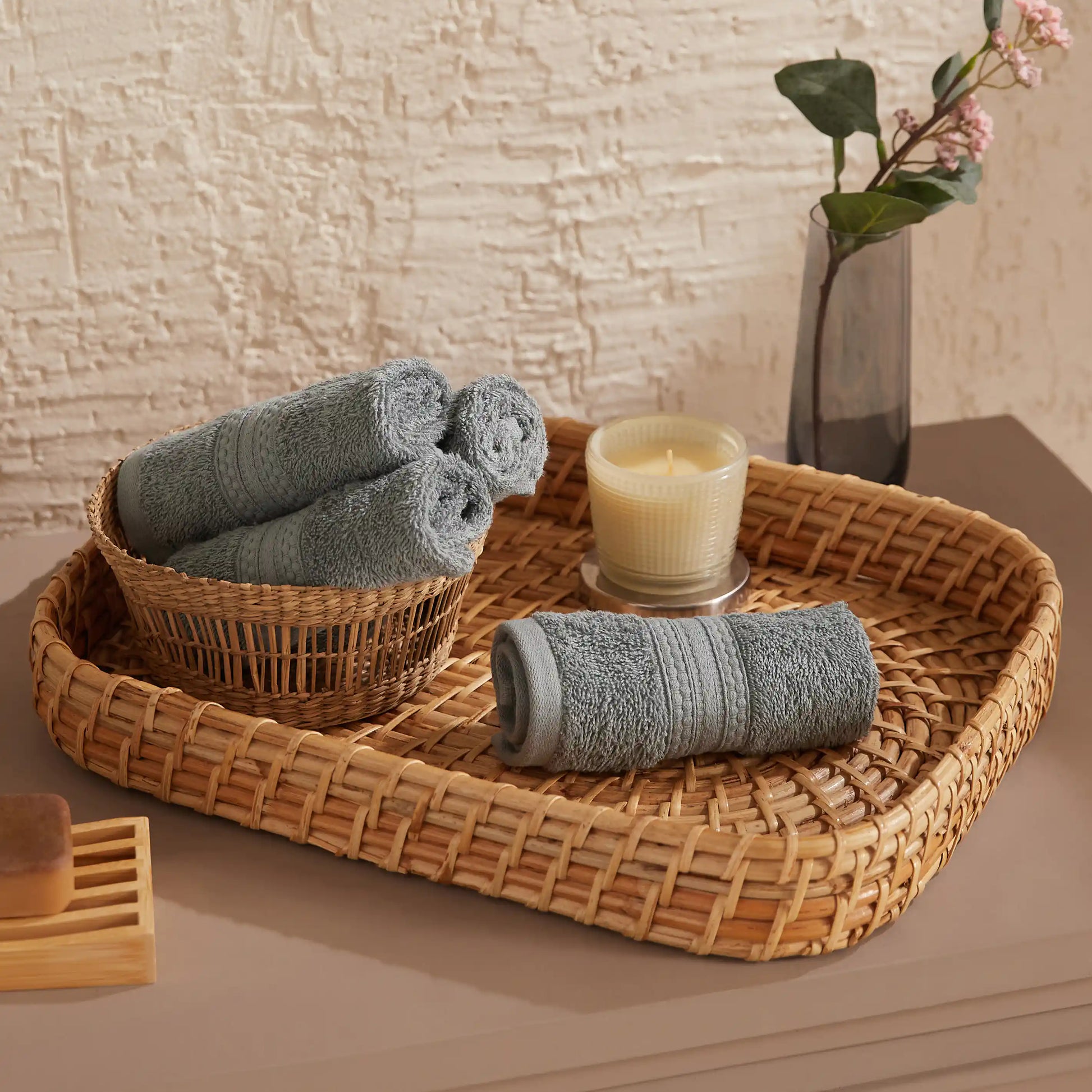 Paleto 100% Cotton Face Towel - Pack Of 4 Graphite / Face Towel (30cm x 30cm)
