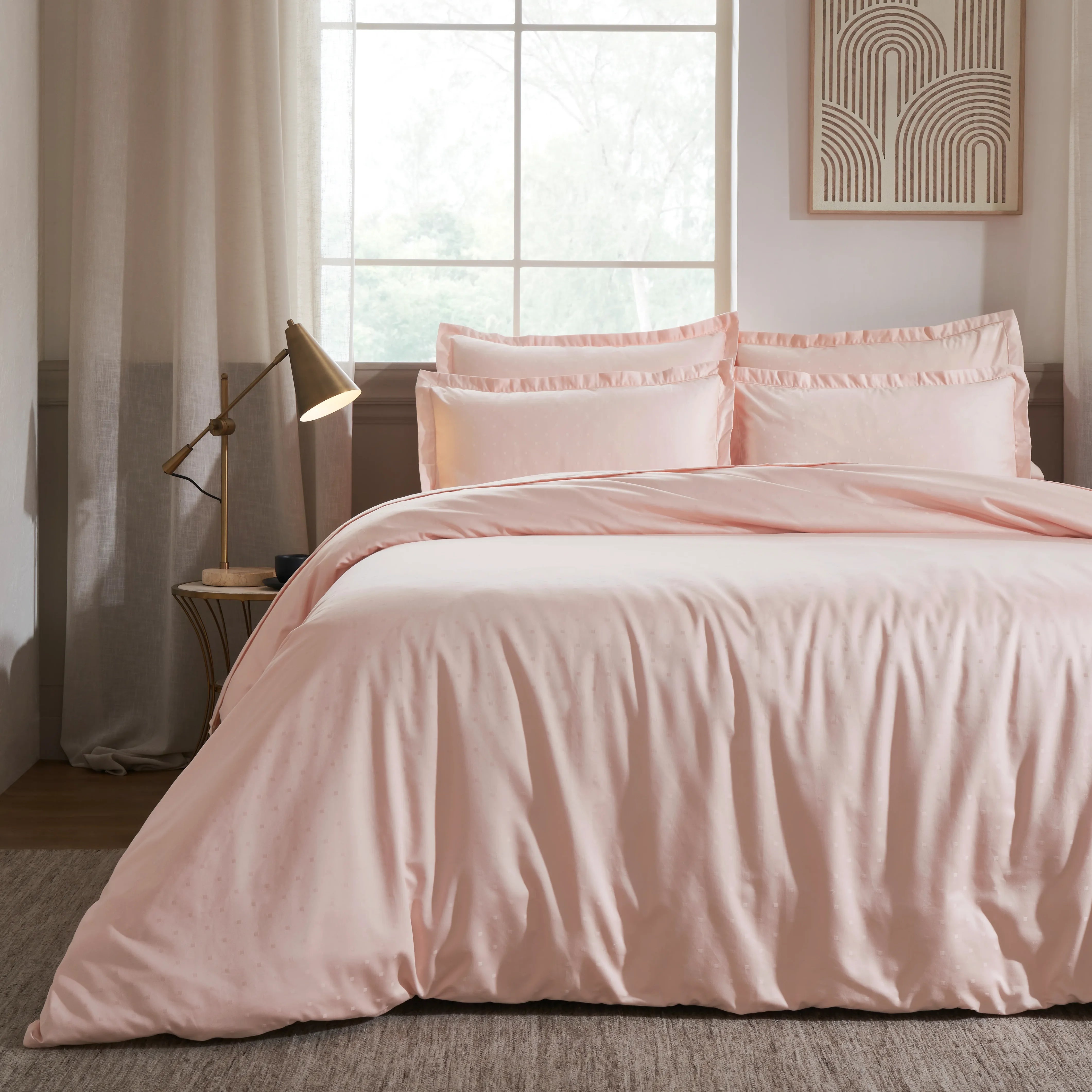 Ricaso | 1000TC Egyptian Cotton Swiss Dot Super Soft Fitted Sheet Set | Pillow Cover with Merrow Hem Treatment Veiled Rose / King