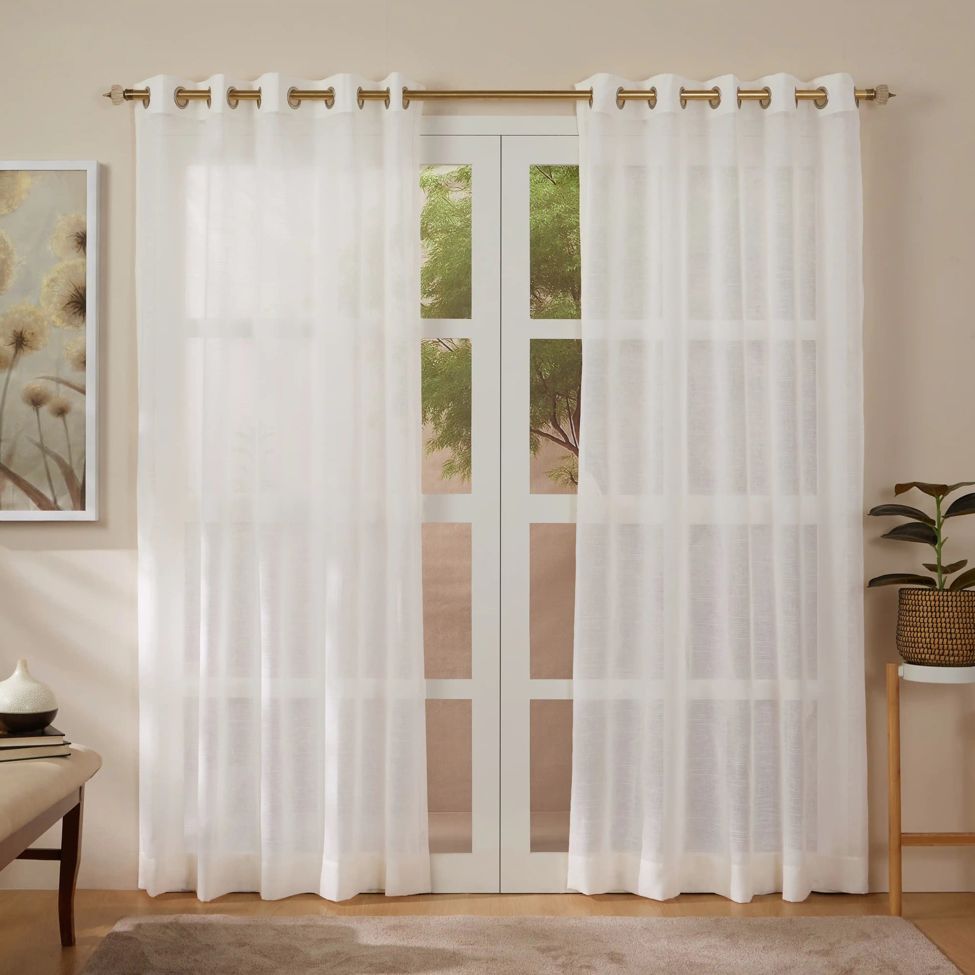 Velina Set Of 2 Sheer Readymade Curtains | 
Tinted Hues Snow / Door-XL (9ft X 4.4ft)