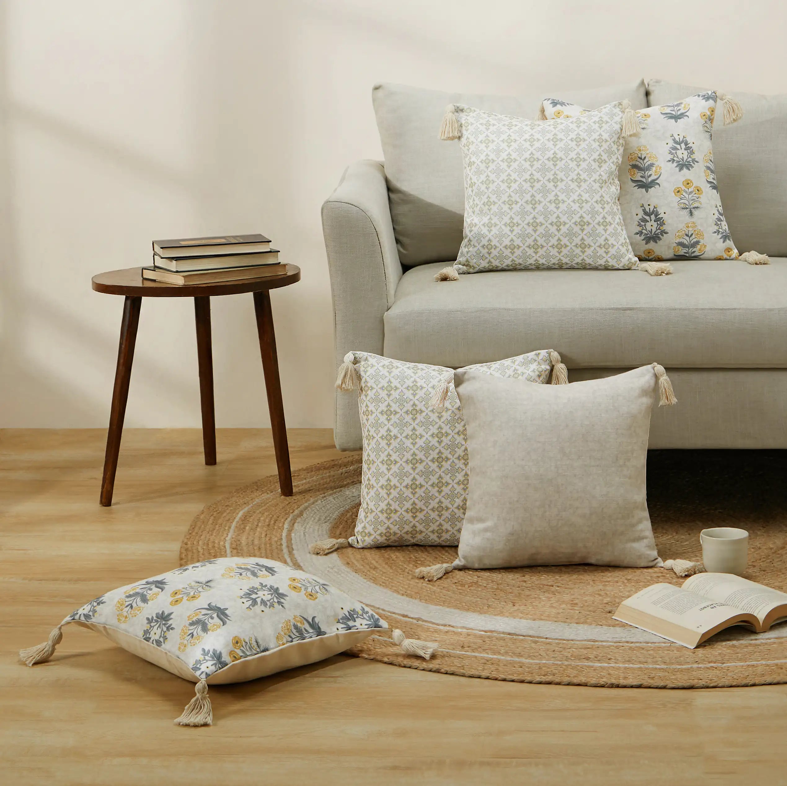 Vissencia Printed Cushion Cover | Shalimar Bagh Green / 5 Piece Cushion Cover (41cm x 41cm)