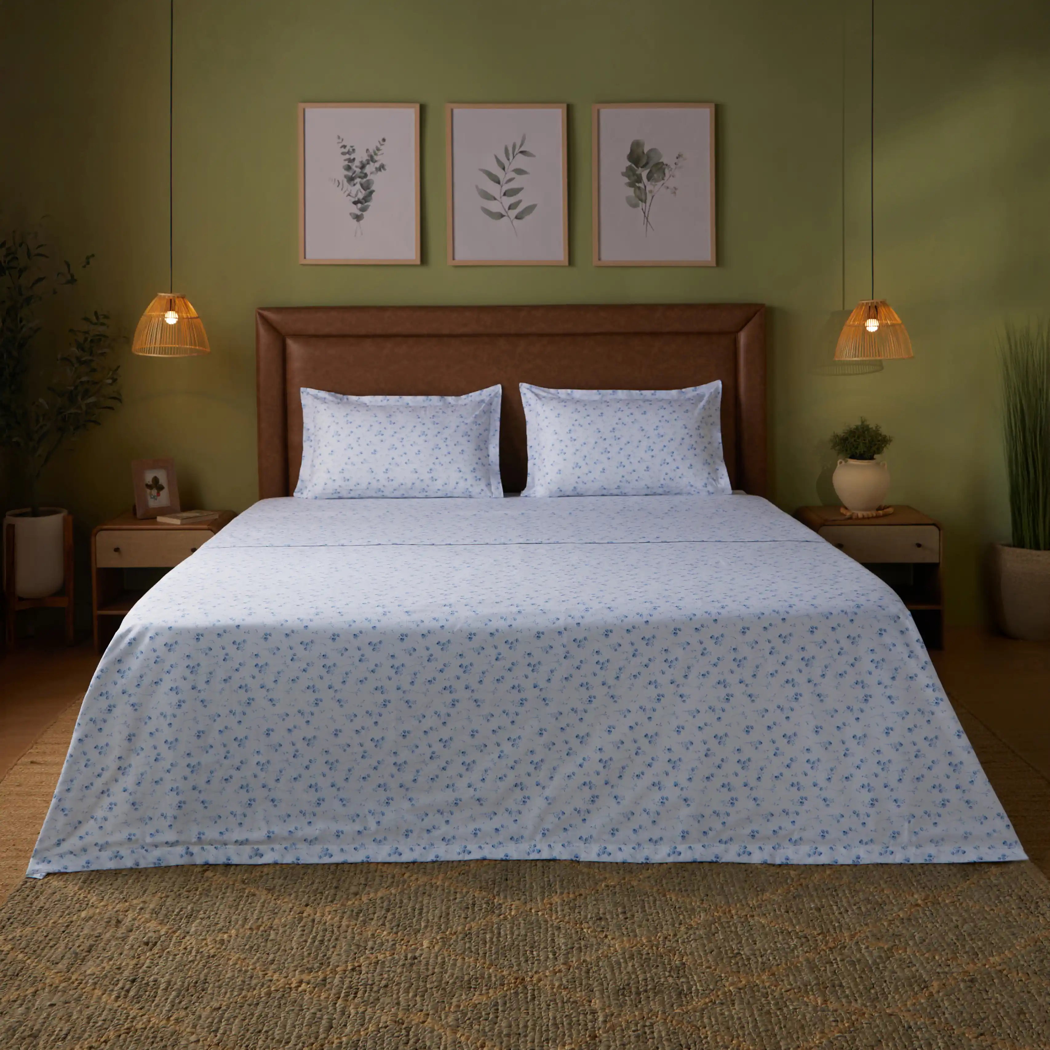Bloomshire Classic | Everyday Charm Printed Reversible Dohar with Super Soft Flannel Layering-Ocean Blue Ocean Blue / Double
