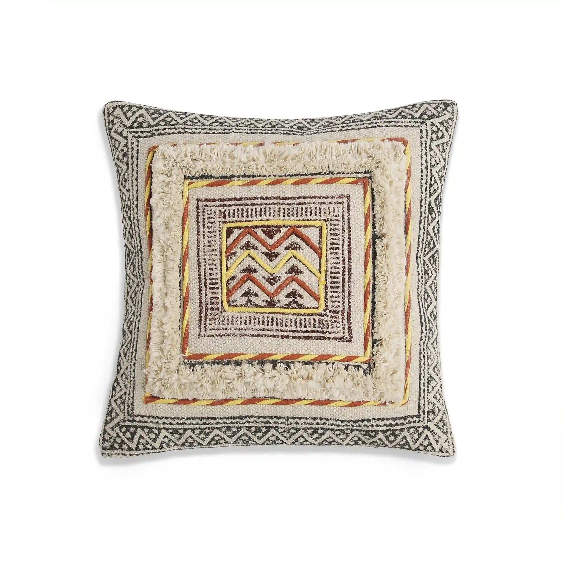 Vissencia 100% Cotton Woven Cushion Cover | Ethnic Roots Clay Ember / Cushion Cover (51cm x 51cm)