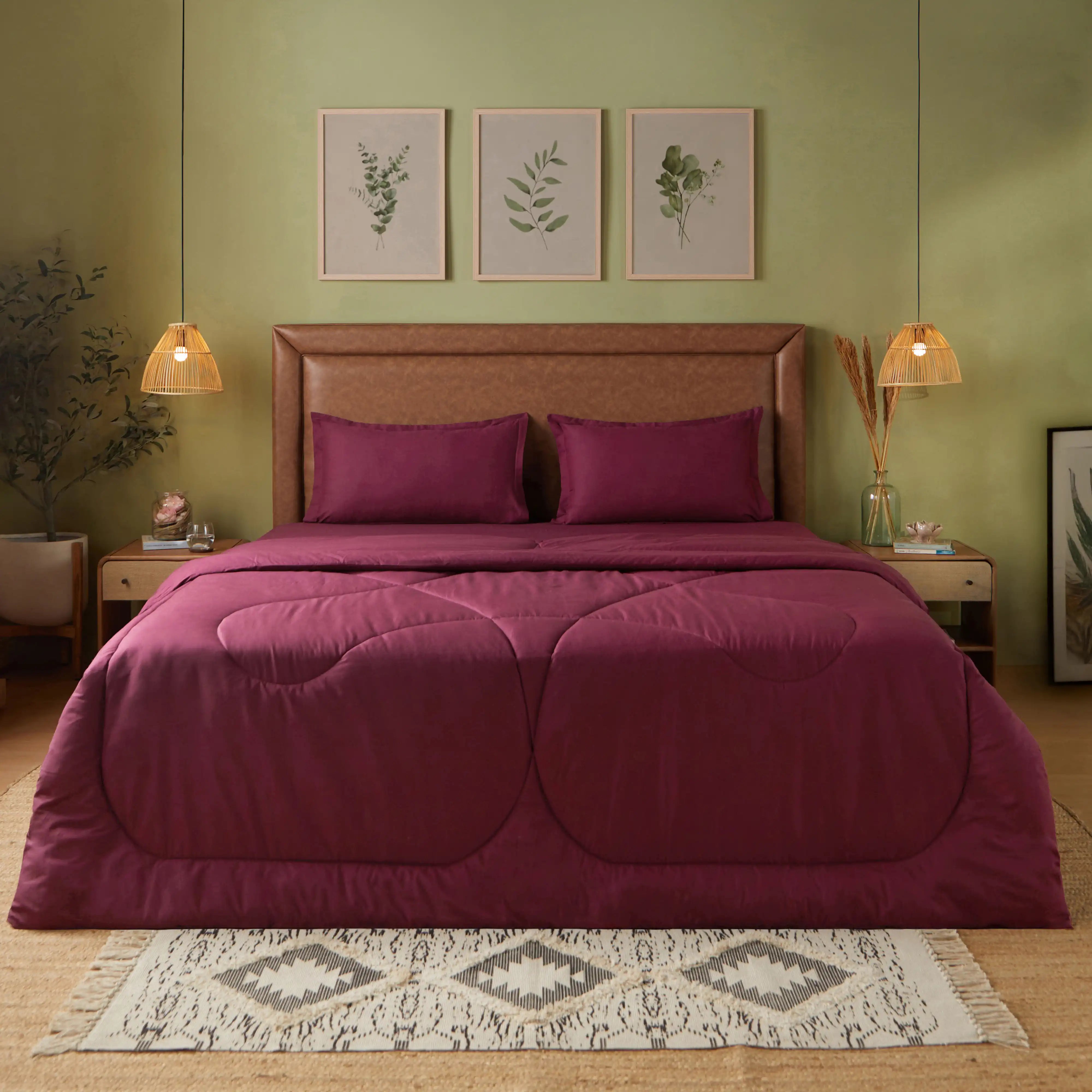 Paleto | Everyday Hues Cotton Solid Dyed 240GSM Comforter for Extra Warmth-Windsor Wine Windsor Wine / Double