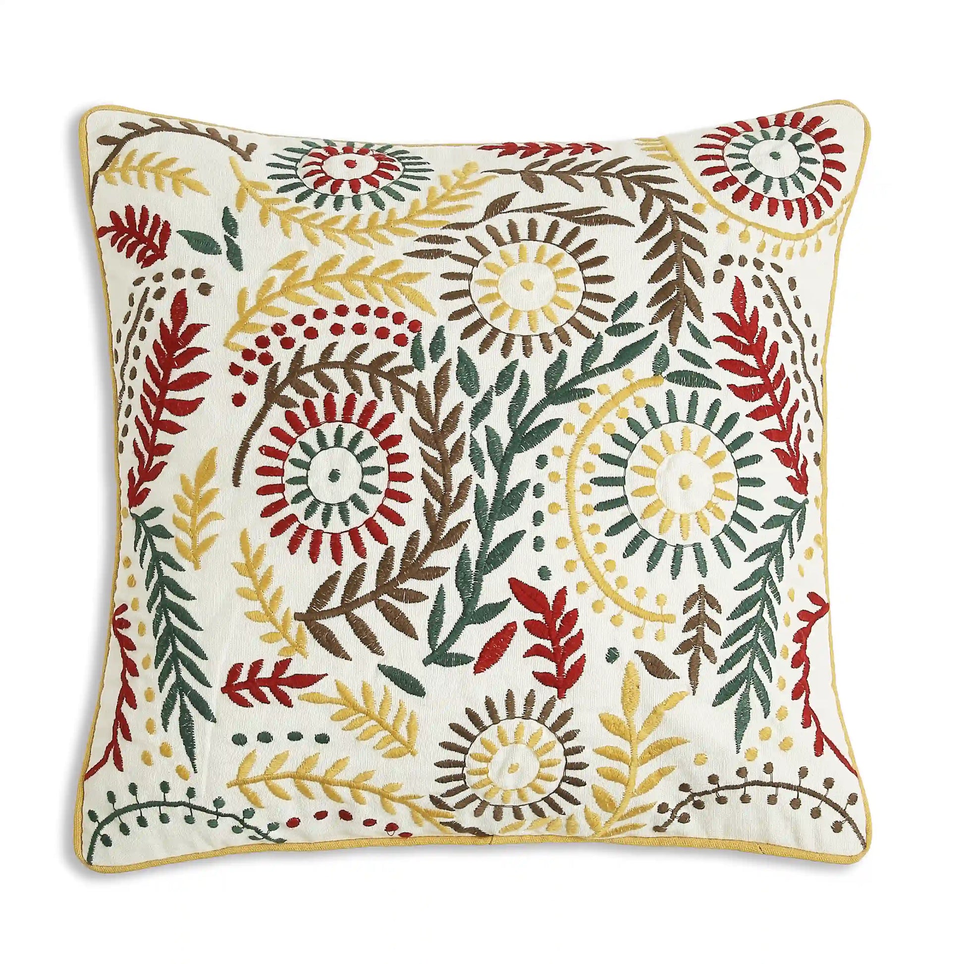 Espricia Embroidered Cushion Cover | Floral Mirage Sepia / Cushion Cover (51cm x 51cm)