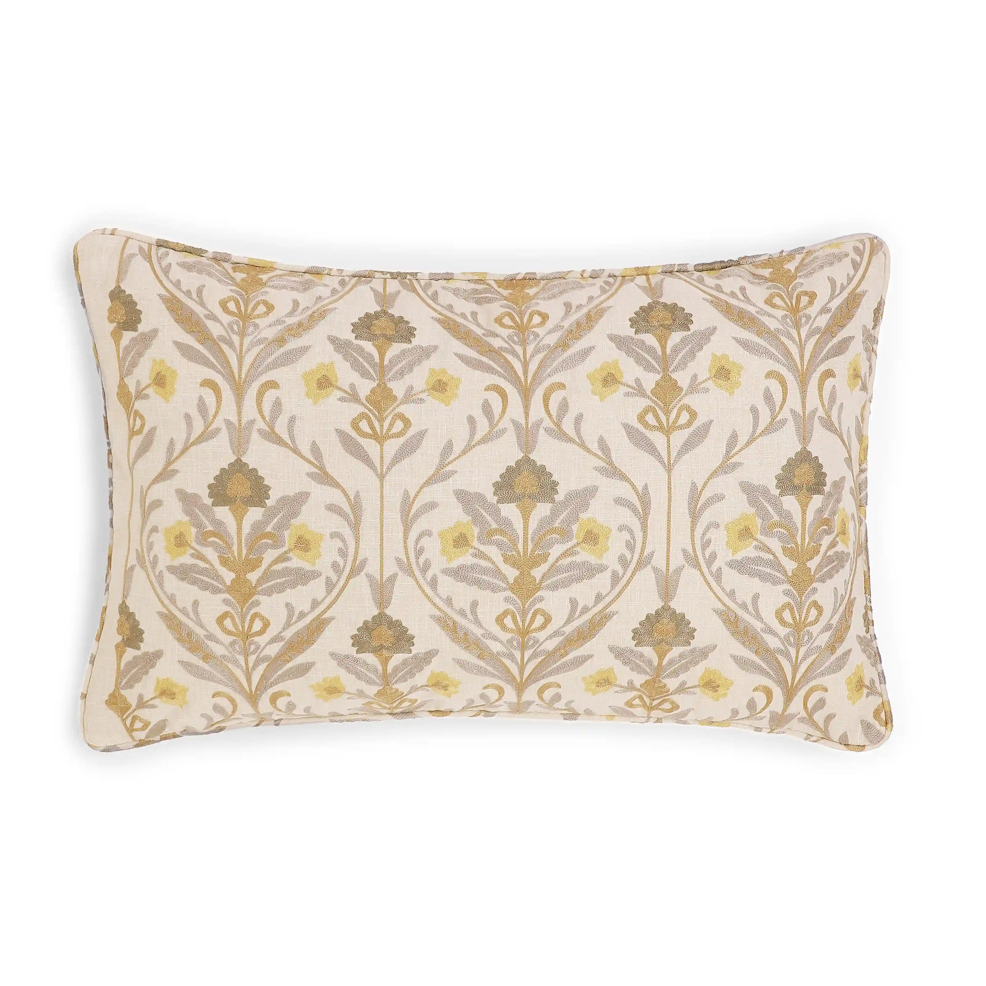 Espricia Embroidered Cushion Cover | Saanjh Baked Sand / Cushion Cover (41cm x 66cm)