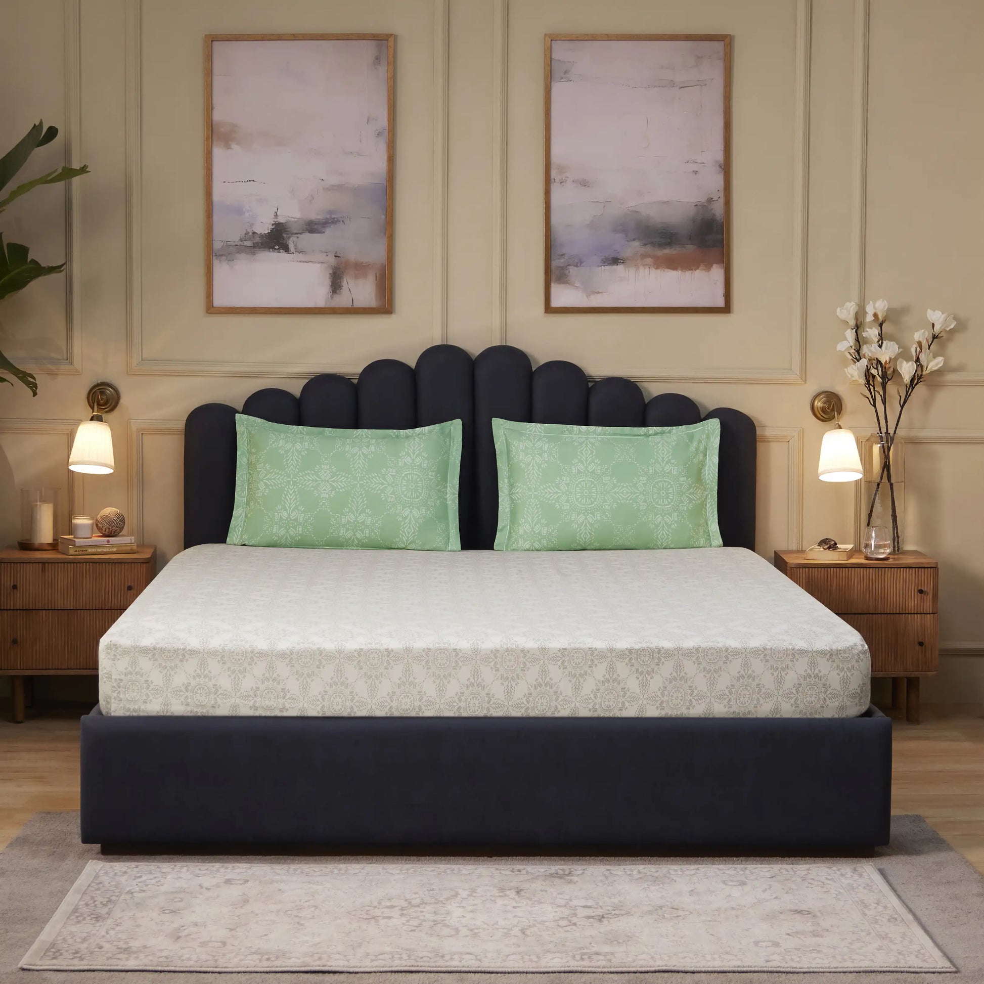Fergana 100% Cotton Super King Bedsheet Set Sage / Super King
