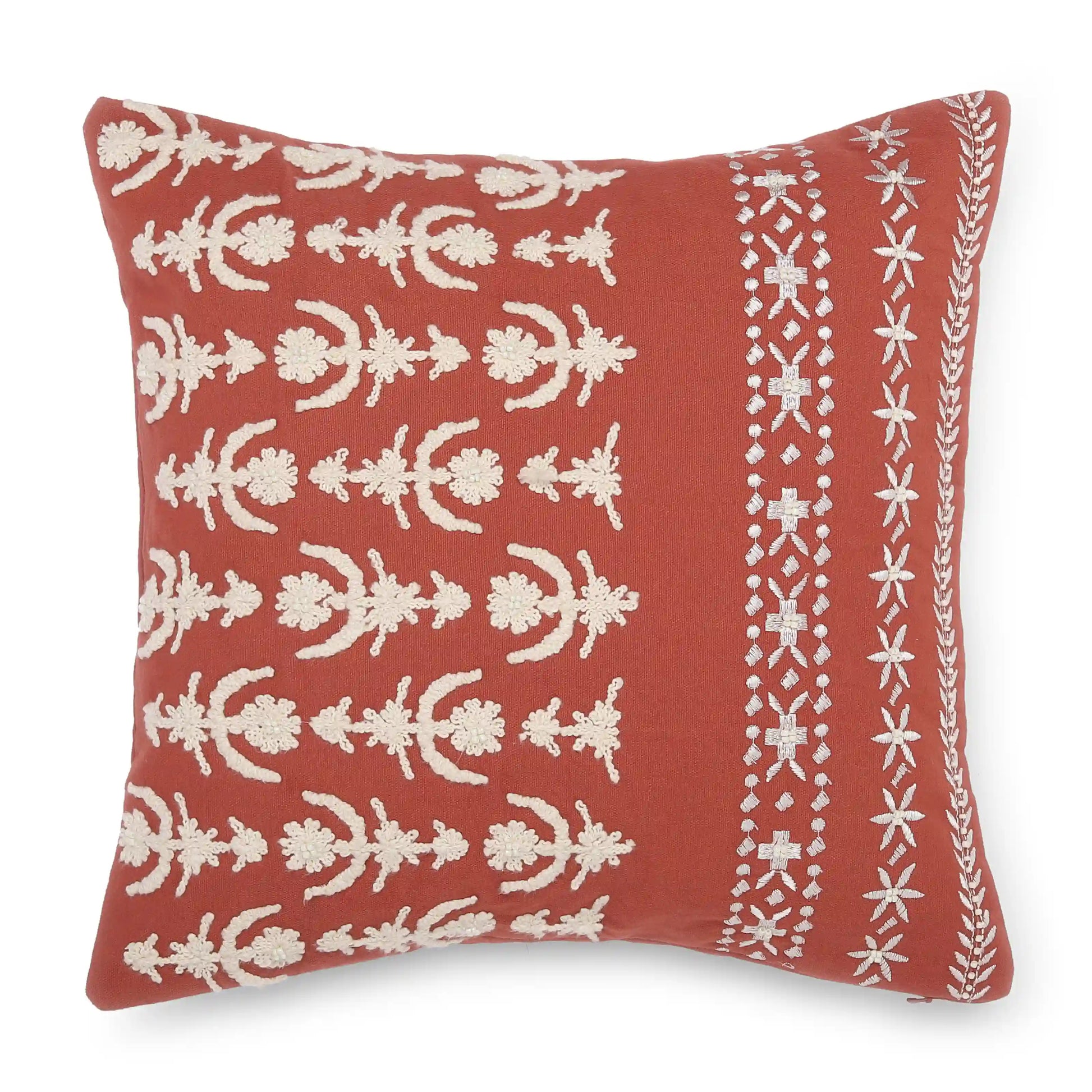 Espricia Embroidered Cushion Cover | Banjara Bloom Cinnamon / Cushion Cover (41cm x 41cm)