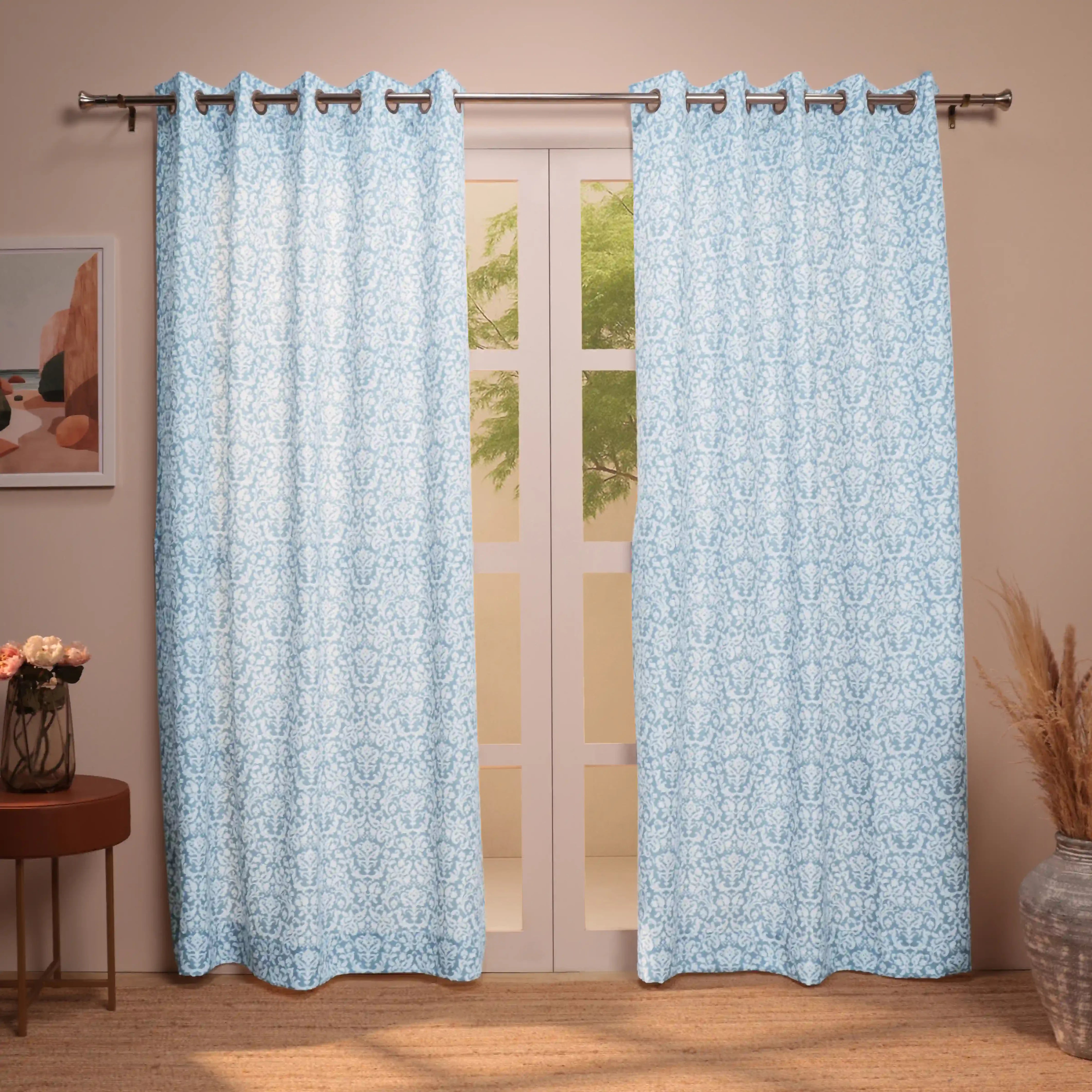 Chippa Lane Set Of 2 Printed Readymade Curtains | 
Loom Legacy Pale Blue / Door-XL (9ft X 4.4ft)