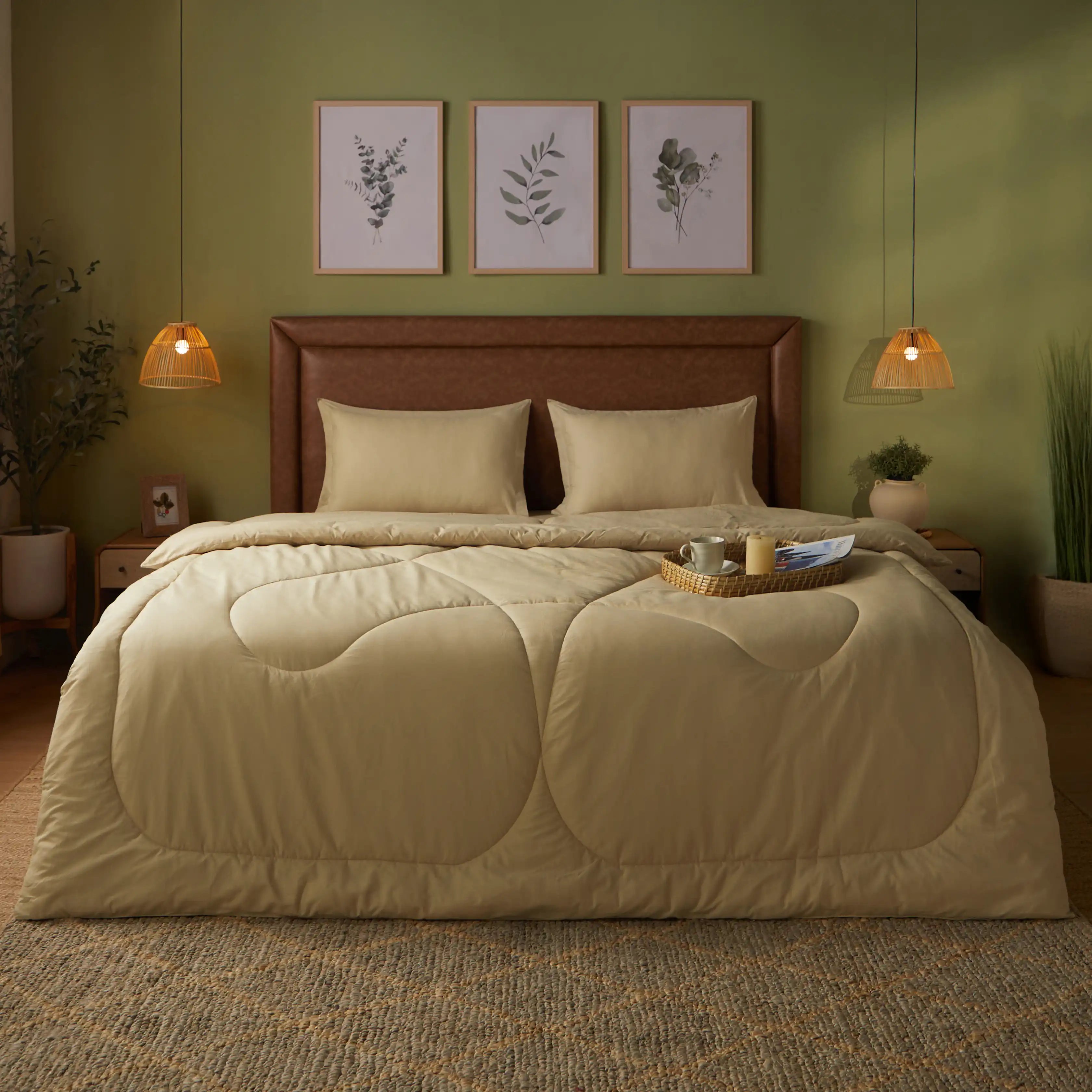 Paleto | Everyday Hues Cotton Solid Dyed 240GSM Comforter for Extra Warmth-Beige Beige / Double