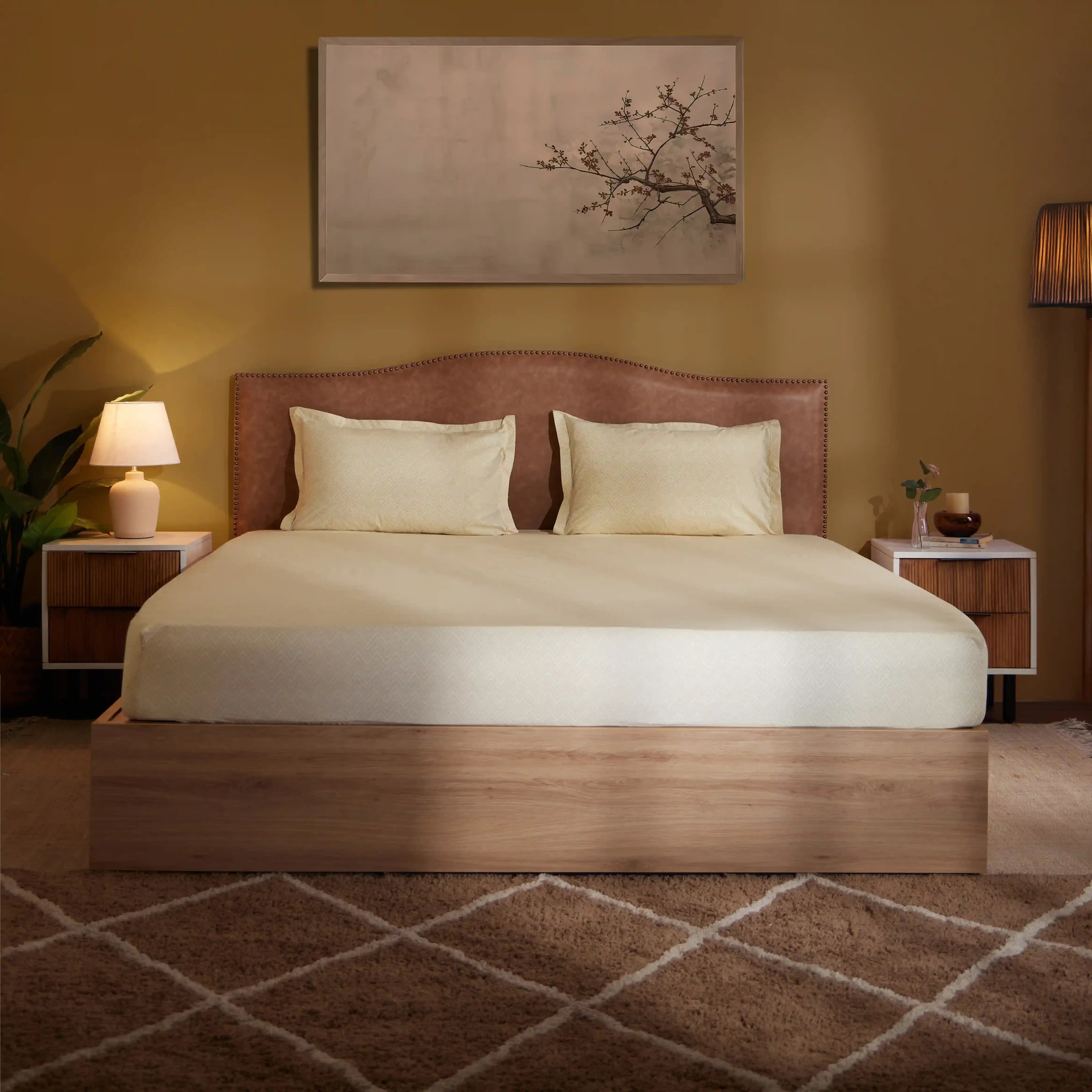 Threadscapes Printed Bedsheet Set-Beige Beige / Super King