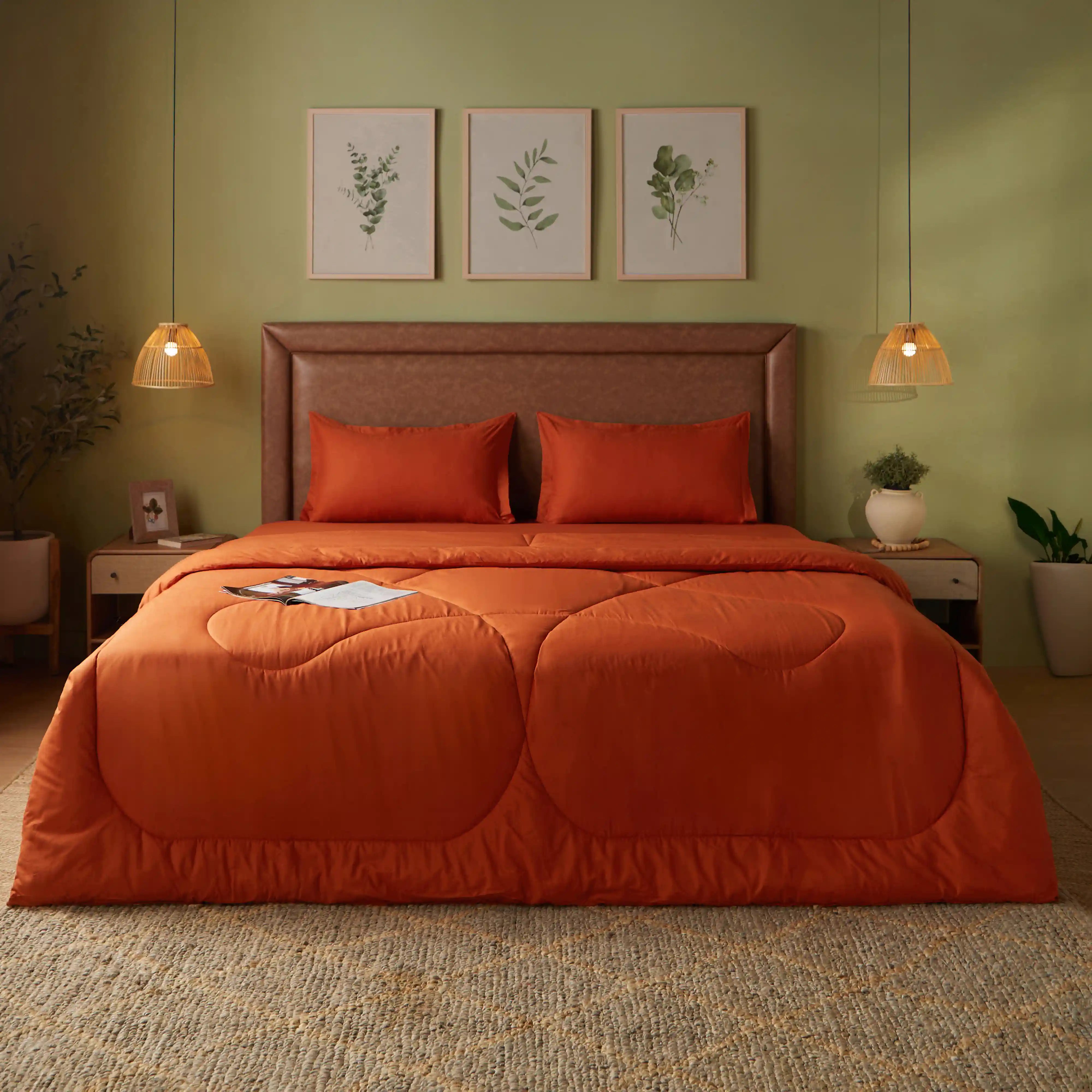 Paleto | Everyday Hues Cotton Solid Dyed 120GSM Comforter-Rust Rust / Double