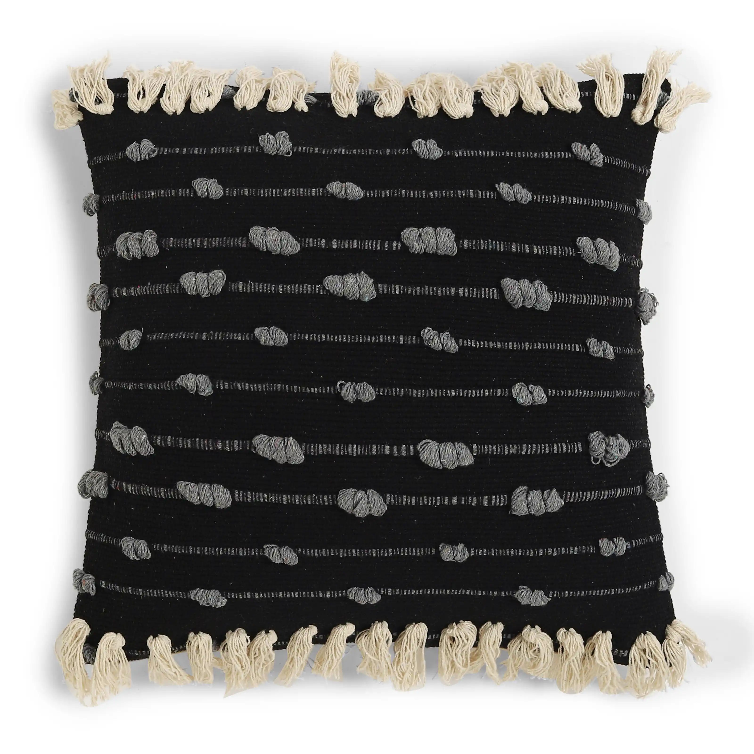 Vissencia 100% Cotton Woven Cushion Cover | Boho Bliss Graphite / Cushion Cover (51cm x 51cm)