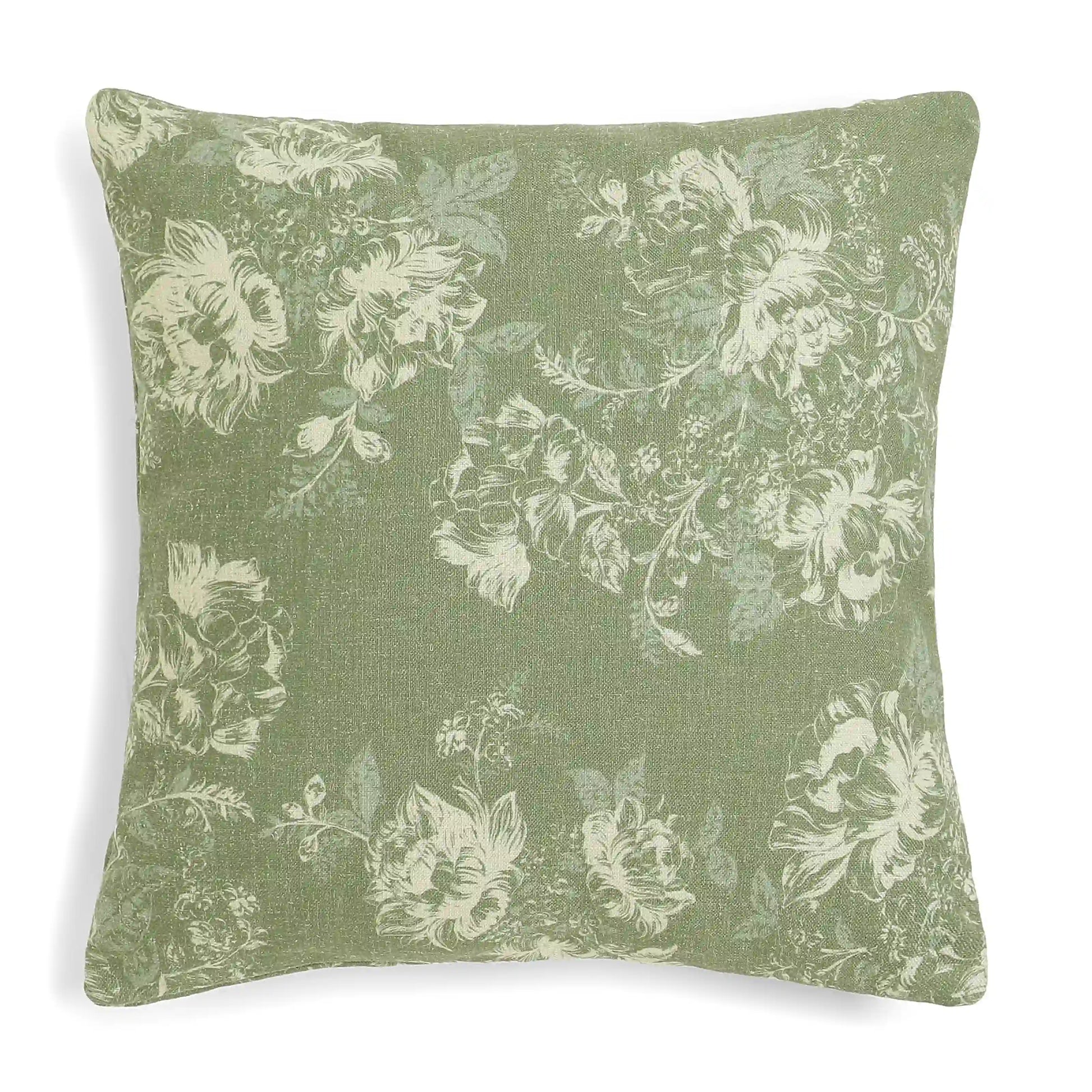 Vissencia Printed Cushion Cover | Blossoms Olive / Cushion Cover (41cm x 41cm)