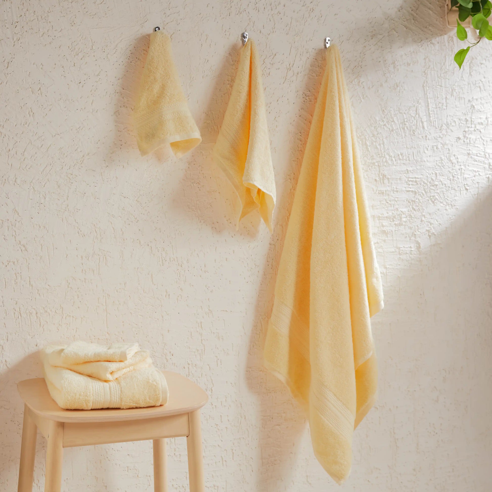 Paleto | Everyday Essentials Absorbent Ring Spun Cotton 6 Piece Terry Towel Set | Set of Bath, Hand & Face Towels Buttercream / 6 Piece Set