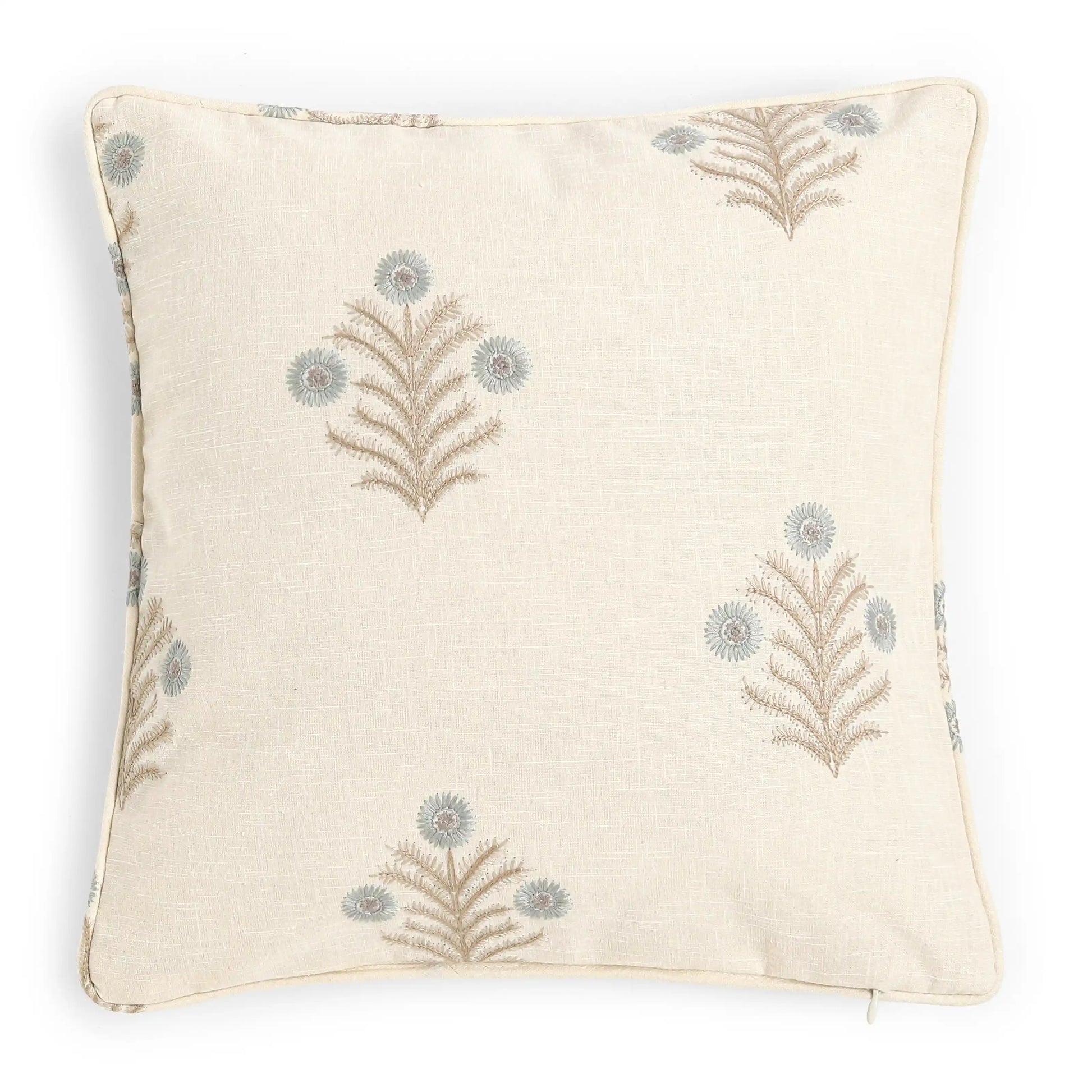 Vissencia Embroidered Cushion Cover | Threaded Bloom Ocean / Cushion Cover (41cm x 41cm)