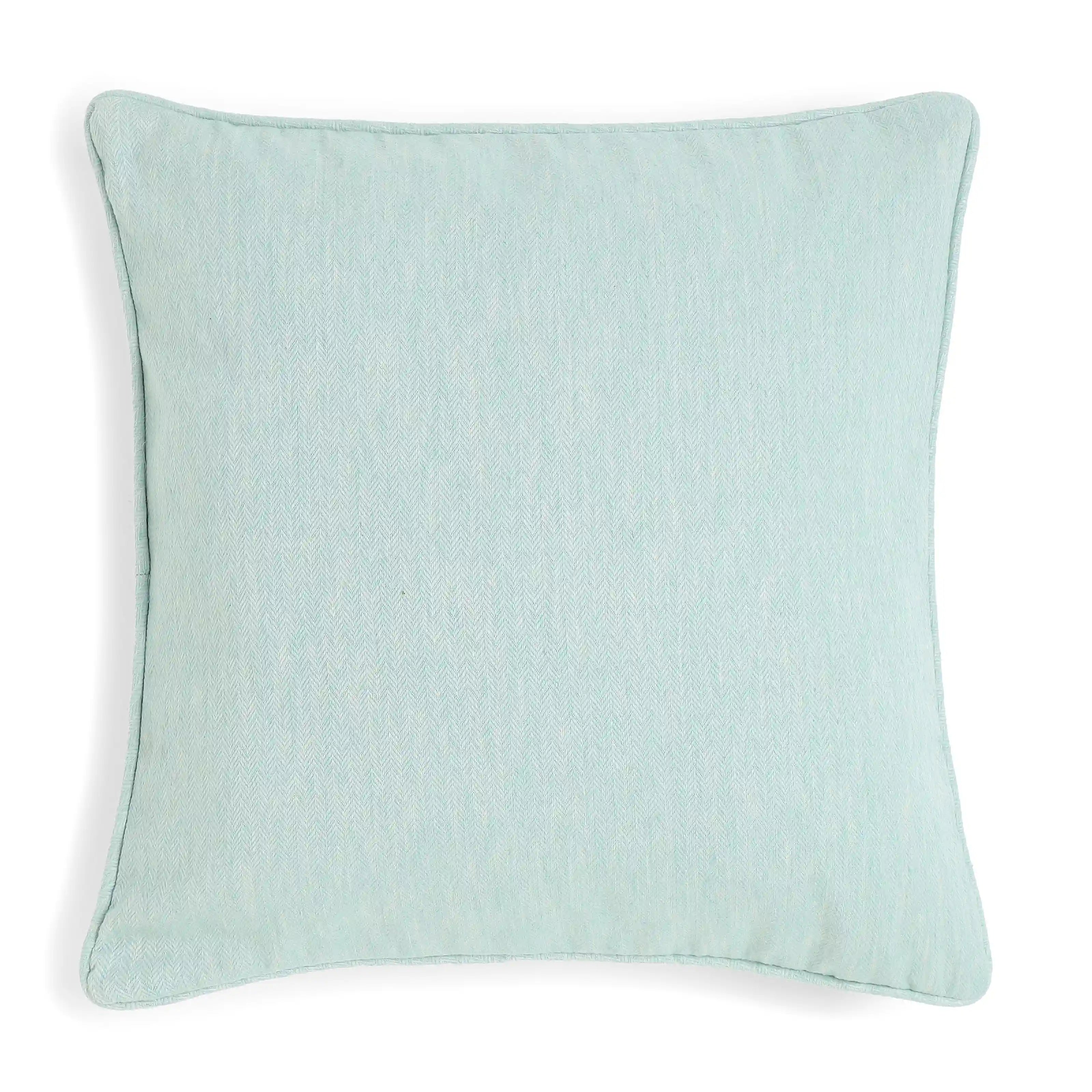 Vissencia Solid Cushion Cover | Textured Weaves Blue Sky / Cushion Cover (41cm x 41cm)