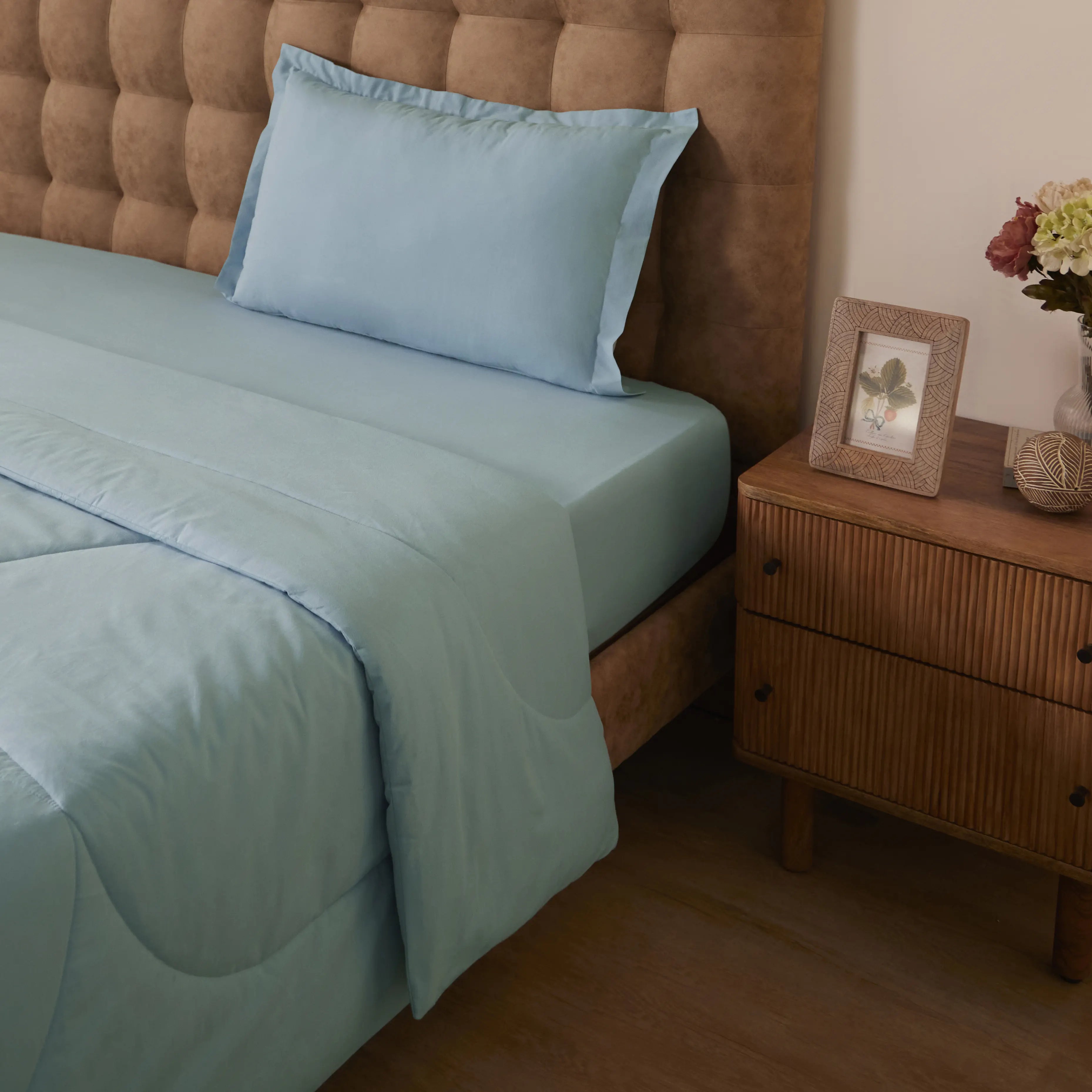 Paleto | Everyday Hues Cotton Solid Dyed 120GSM Comforter-Blue Sky Blue Sky / Single