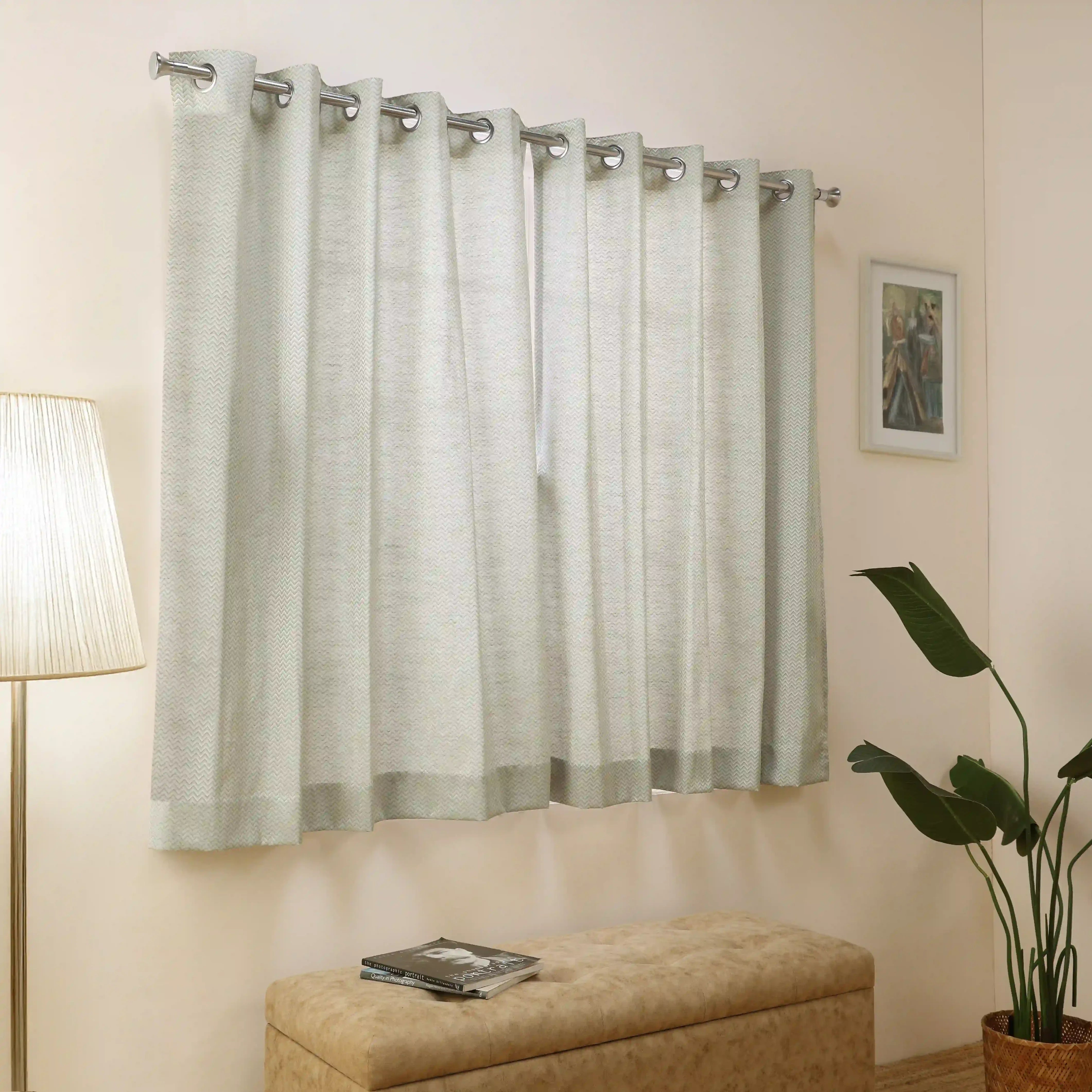 De Jacquard - Classic Set Of 2 Jacquard Readymade Curtains | Endless Chevron Mink / Window (5ft X 4.4ft)