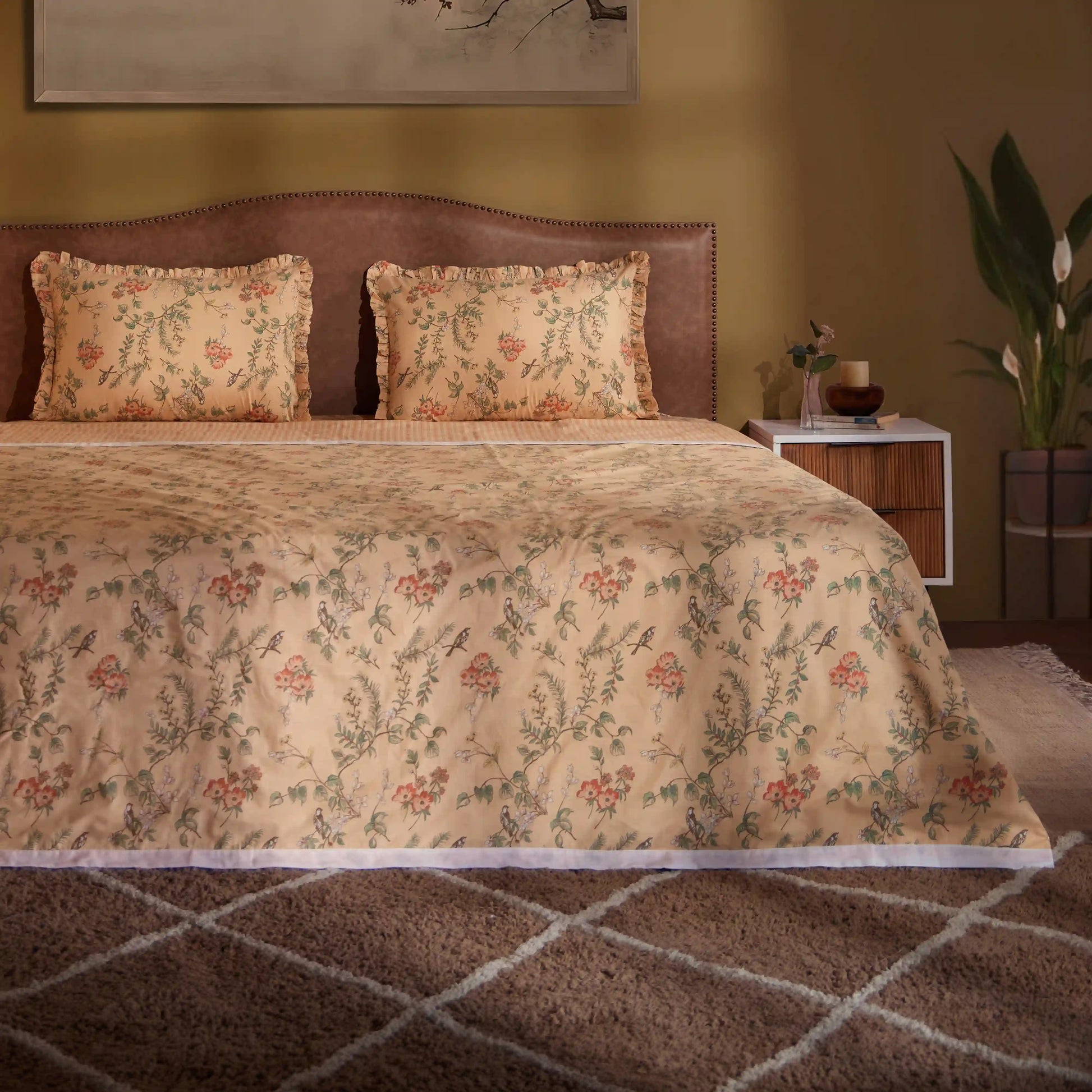 Bloomshire Luxe Printed Dohar-Peach Peach / Double
