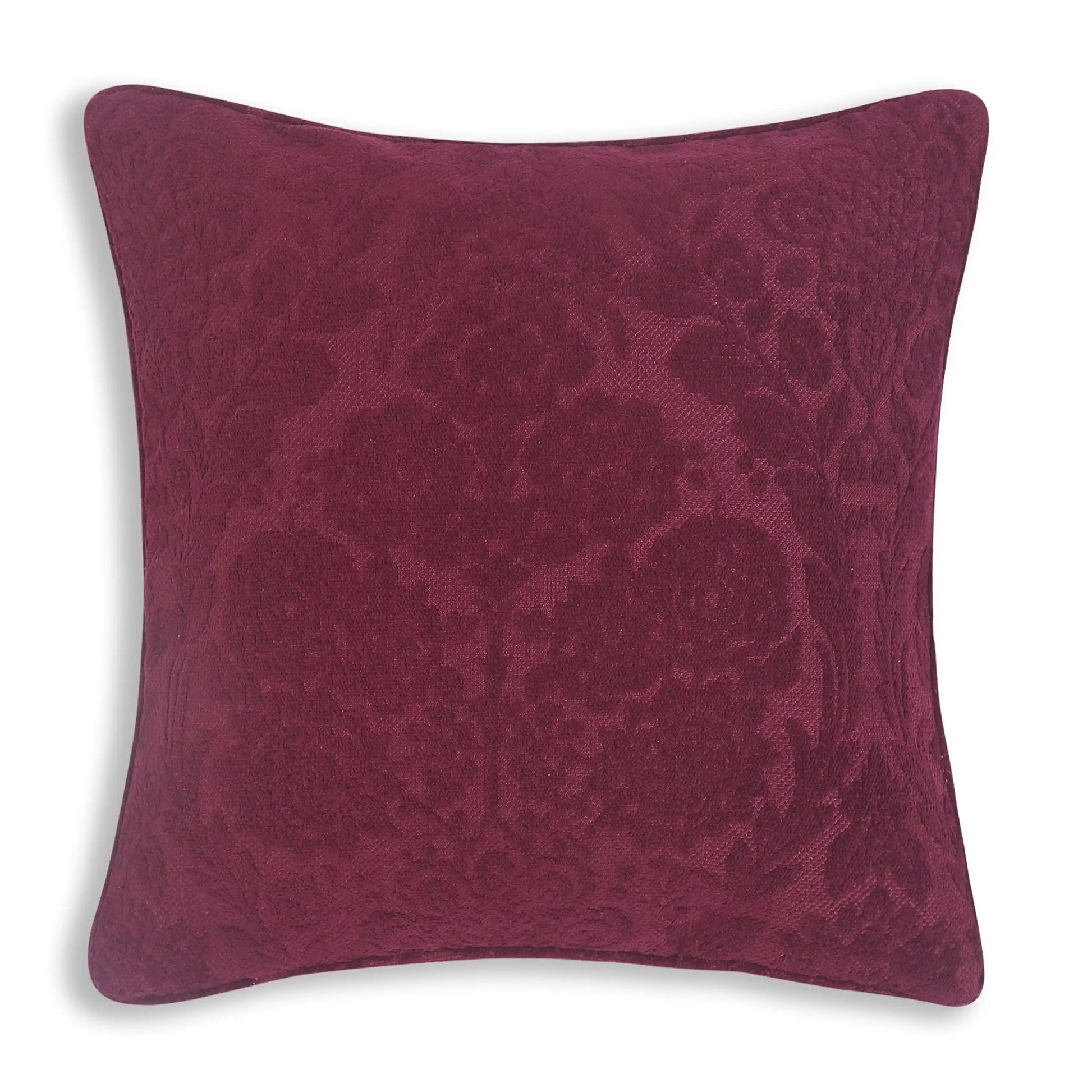 Espricia Woven Cushion Cover | Floral Shadow Wine / Cushion Cover (51cm x 51cm)