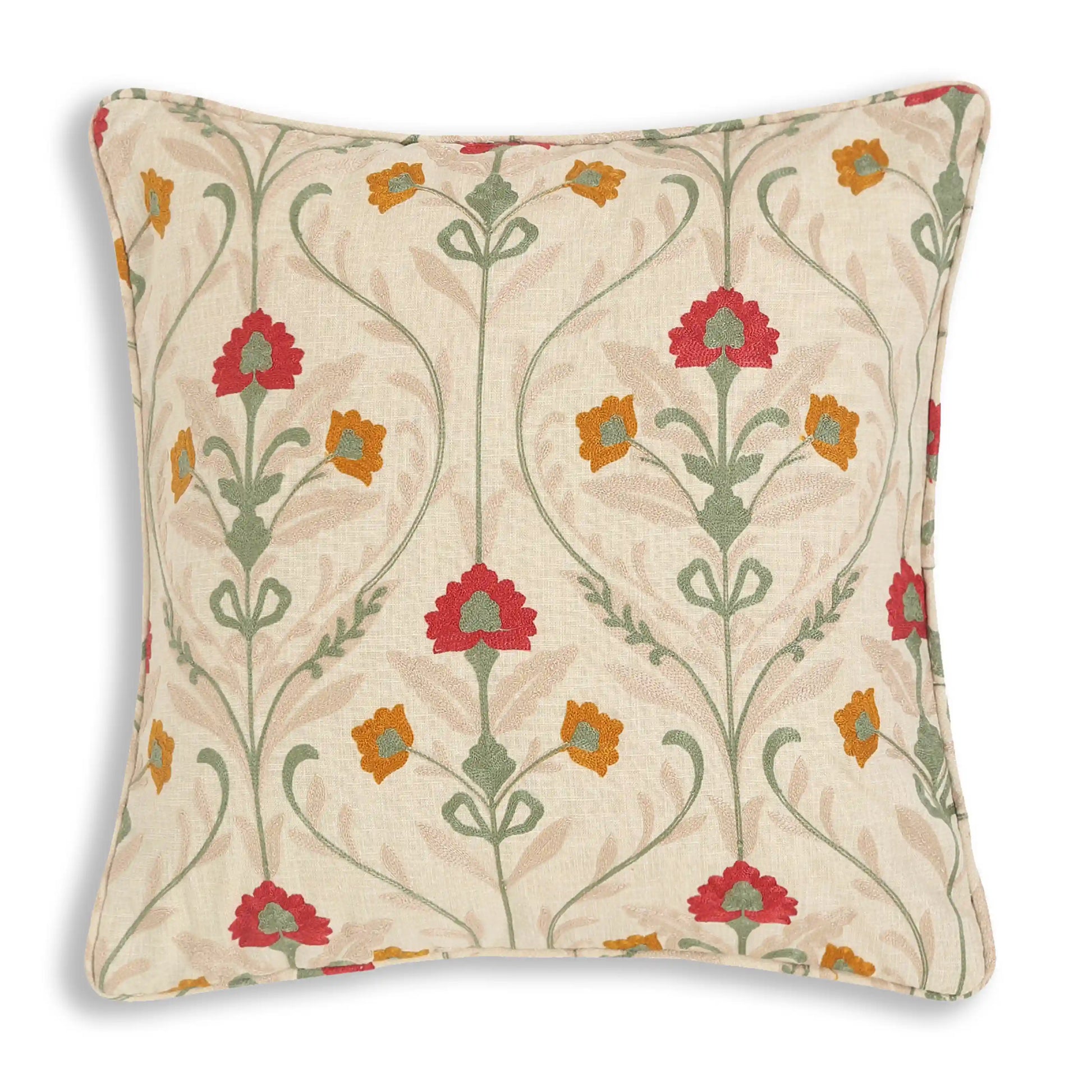 Espricia Embroidered Cushion Cover | Saanjh Merlot / Cushion Cover (51cm x 51cm)