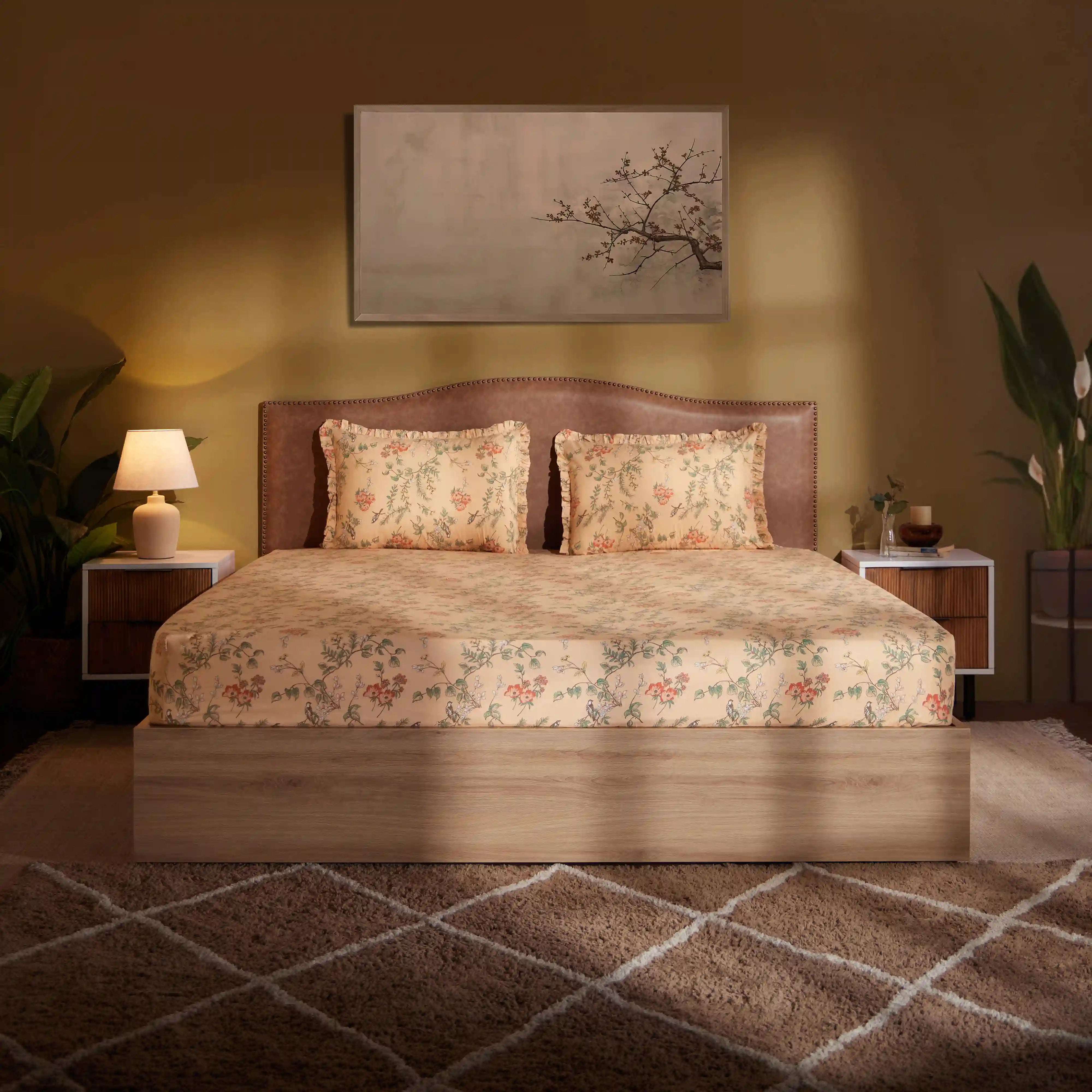 Bloomshire Luxe 100% Cotton King Fitted Sheet Set Peach / King