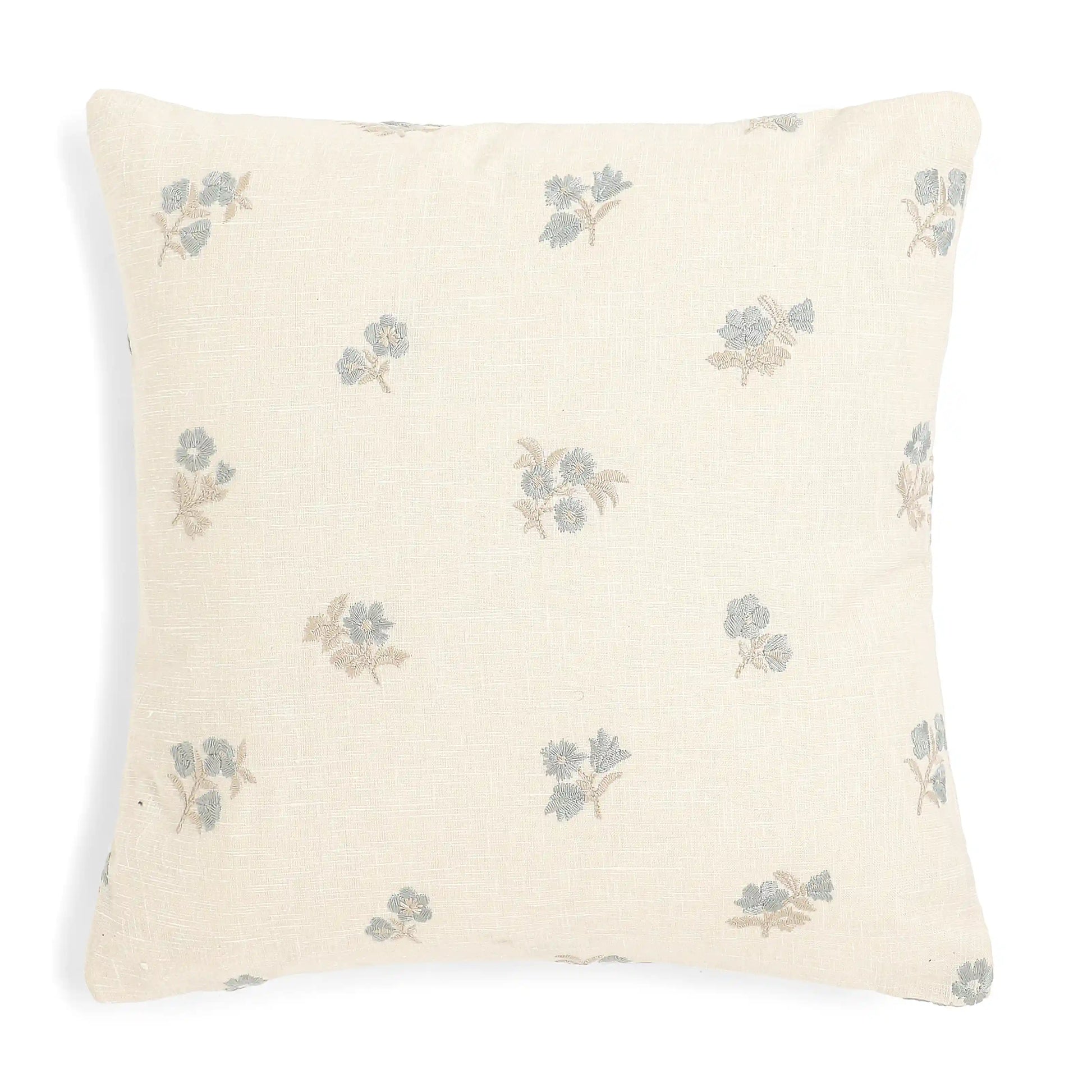 Vissencia Embroidered Cushion Cover | Threaded Petals Aqua Breeze / Cushion Cover (41cm x 41cm)