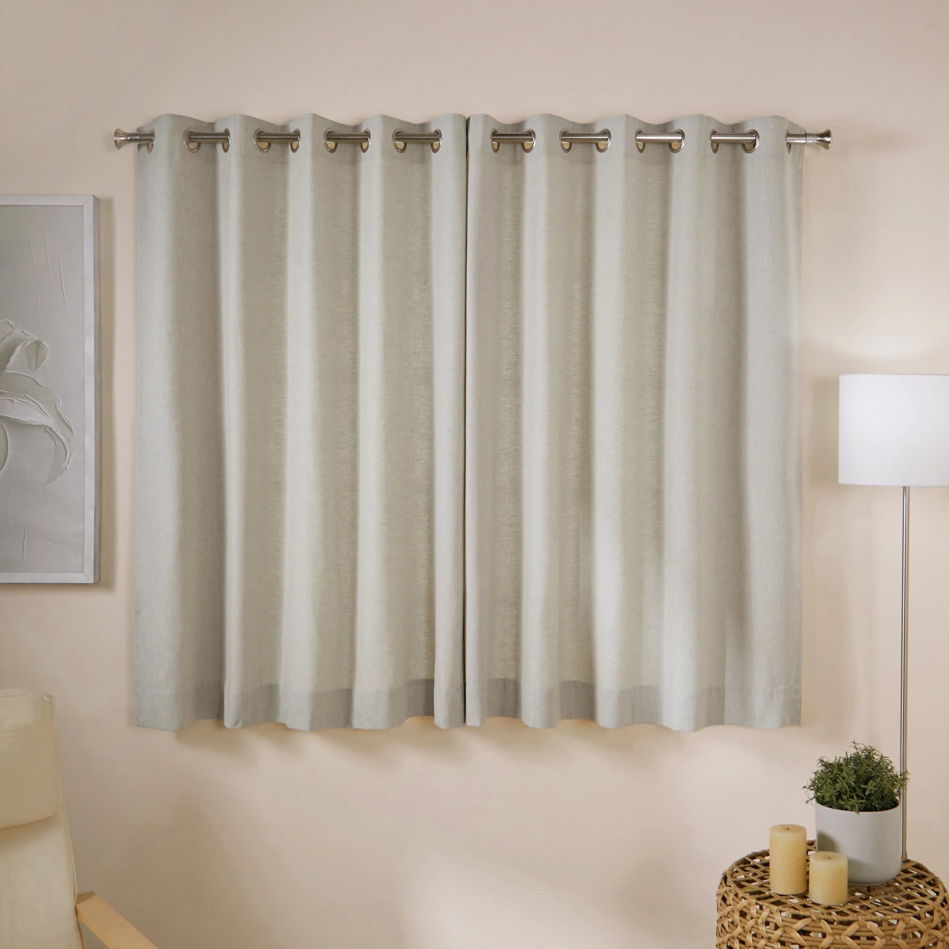Paleto Set Of 2 Solid Readymade Curtains | Earthen Hues Cloud / Window (5ft X 4.4ft)