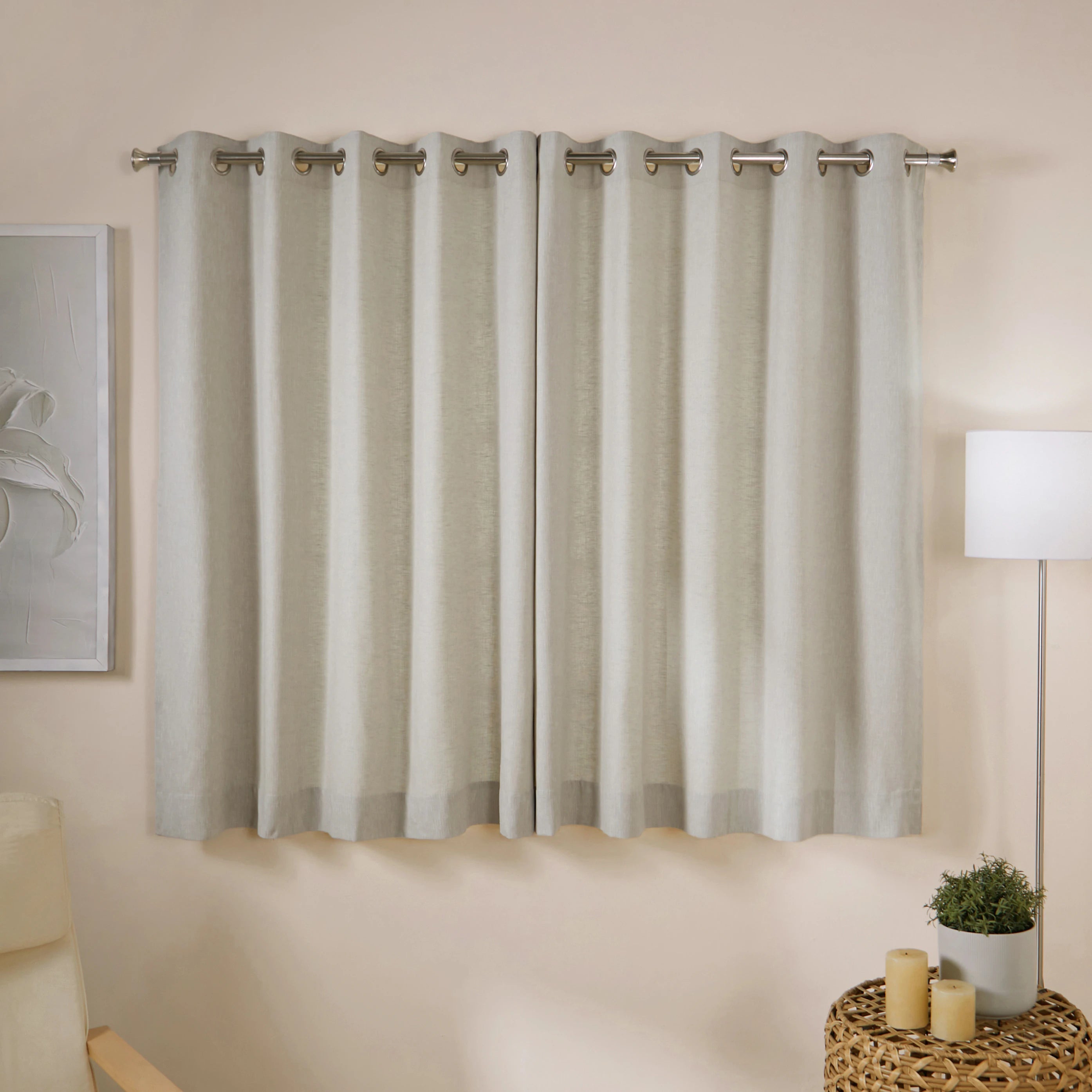 Paleto Set Of 2 Solid Readymade Curtains | Earthen Hues Cloud / Window (5ft X 4.4ft)