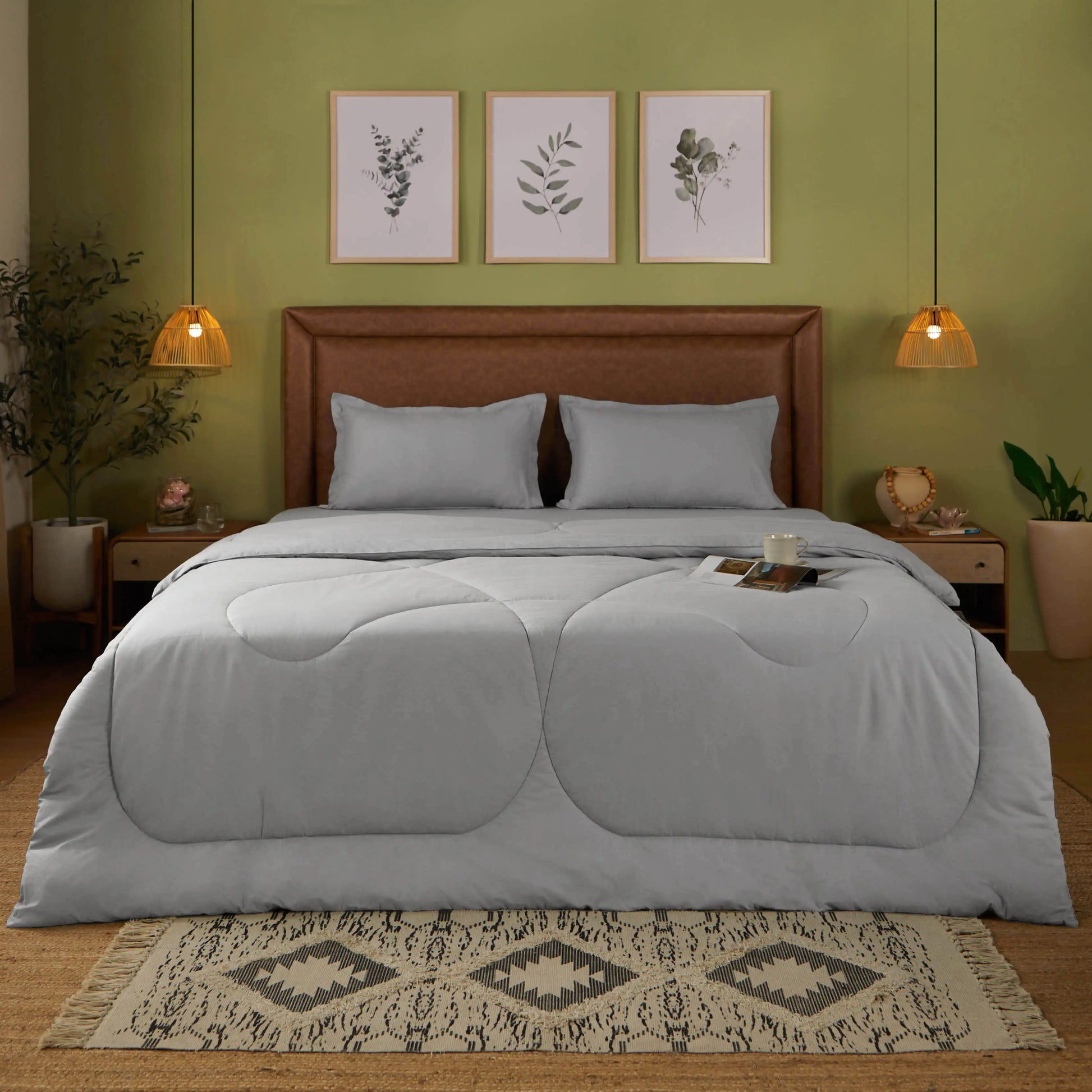 Paleto | Everyday Hues Cotton Solid Dyed 240GSM Comforter for Extra Warmth-Grey Grey / Double