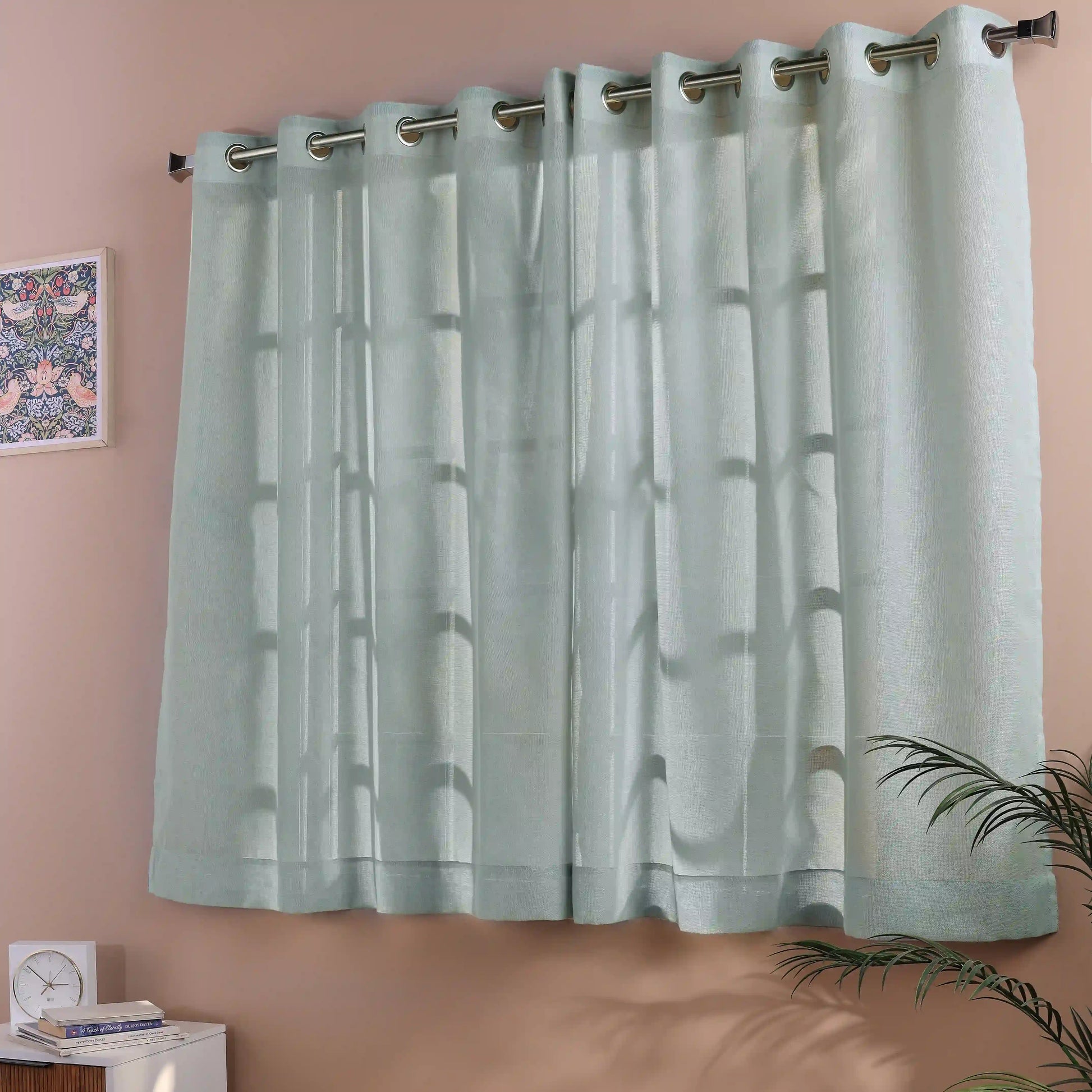 Velina Set Of 2 Sheer Readymade Curtains | 
Sand & Shadow Sky / Window (5ft X 4.4ft)