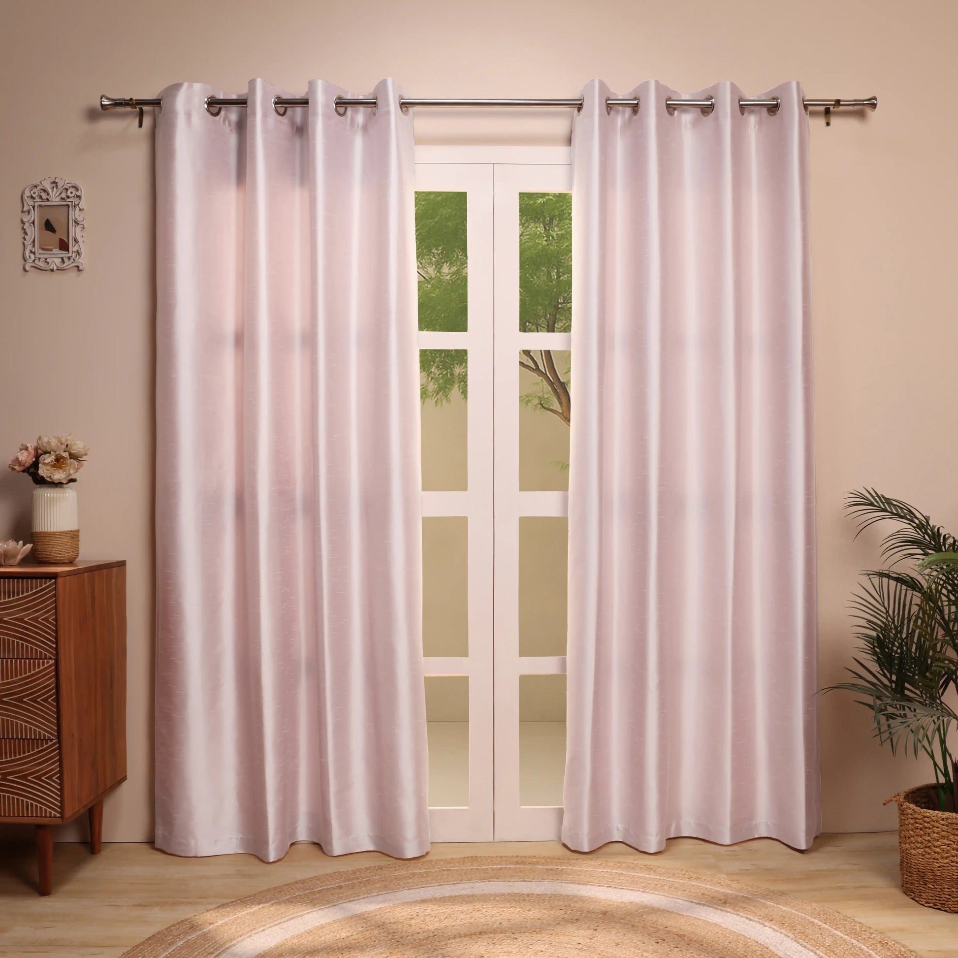 Paleto Set Of 2 Solid Readymade Curtains | Pure Hues Lilac / Door (4.25ft X 7.22ft)