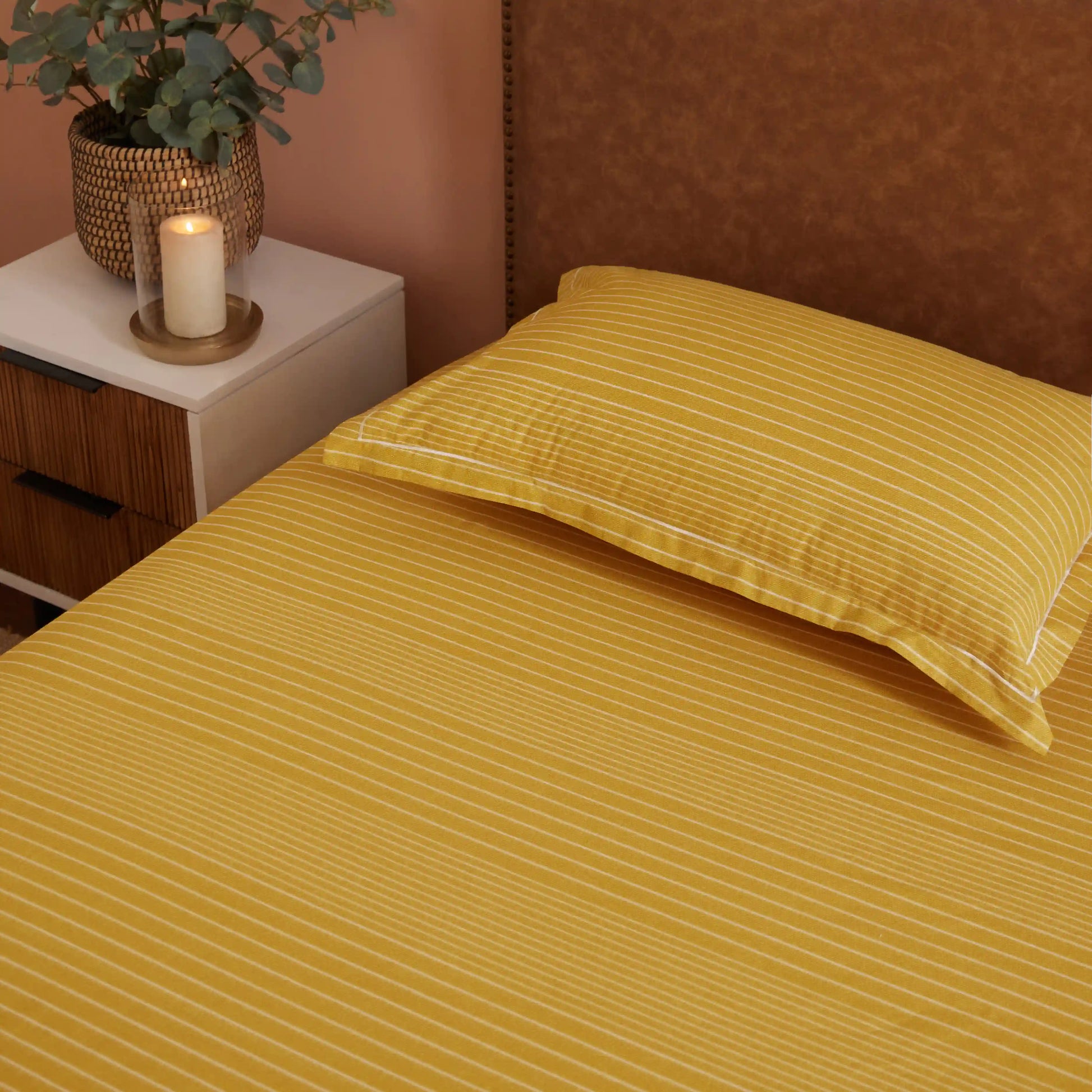 Threadscapes Printed Bedsheet Set-Mustard Mustard / Single