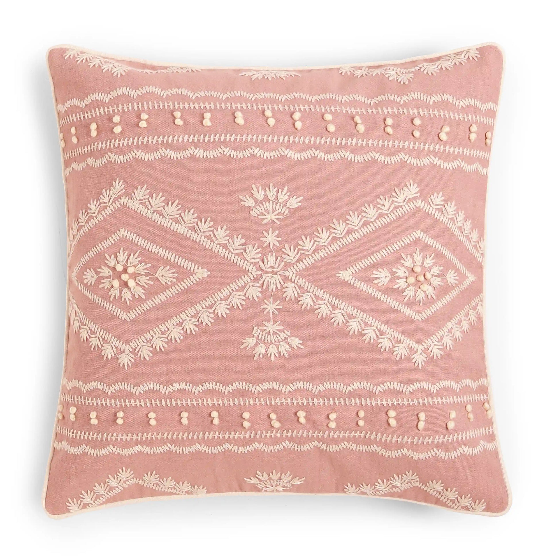Espricia Embroidered Cushion Cover | Floral Mirage Sunset Peach / Cushion Cover (41cm x 41cm)