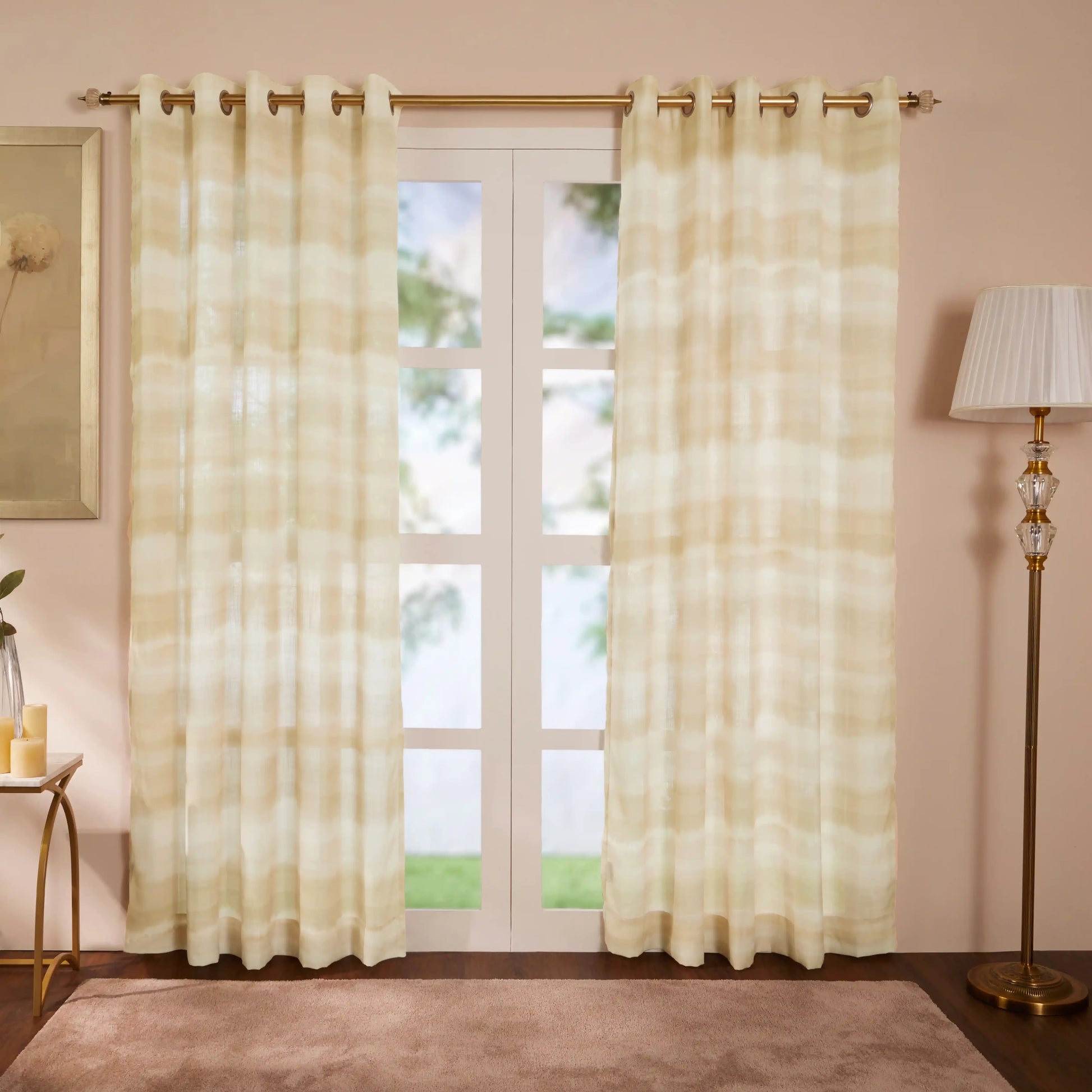 Meriga Set Of 2 Sheer Readymade Curtains | 
Ethereal Waves Opal / Door (7ft X 4.4ft)